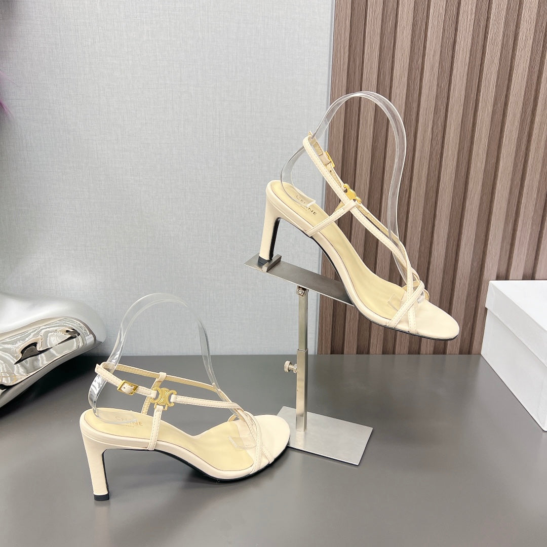 Summer High Heel Sandals Yellow Cream