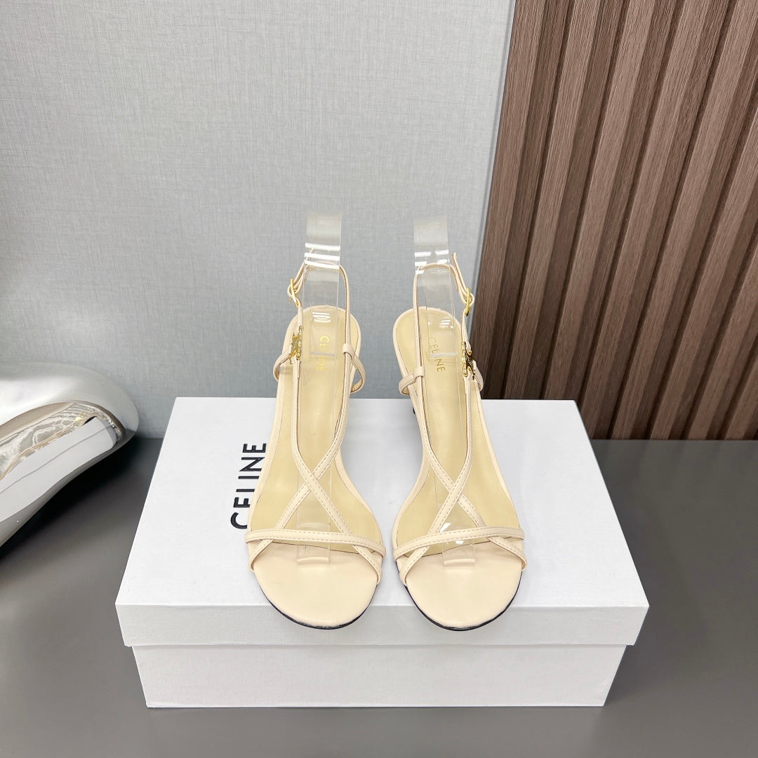 Summer High Heel Sandals Yellow Cream