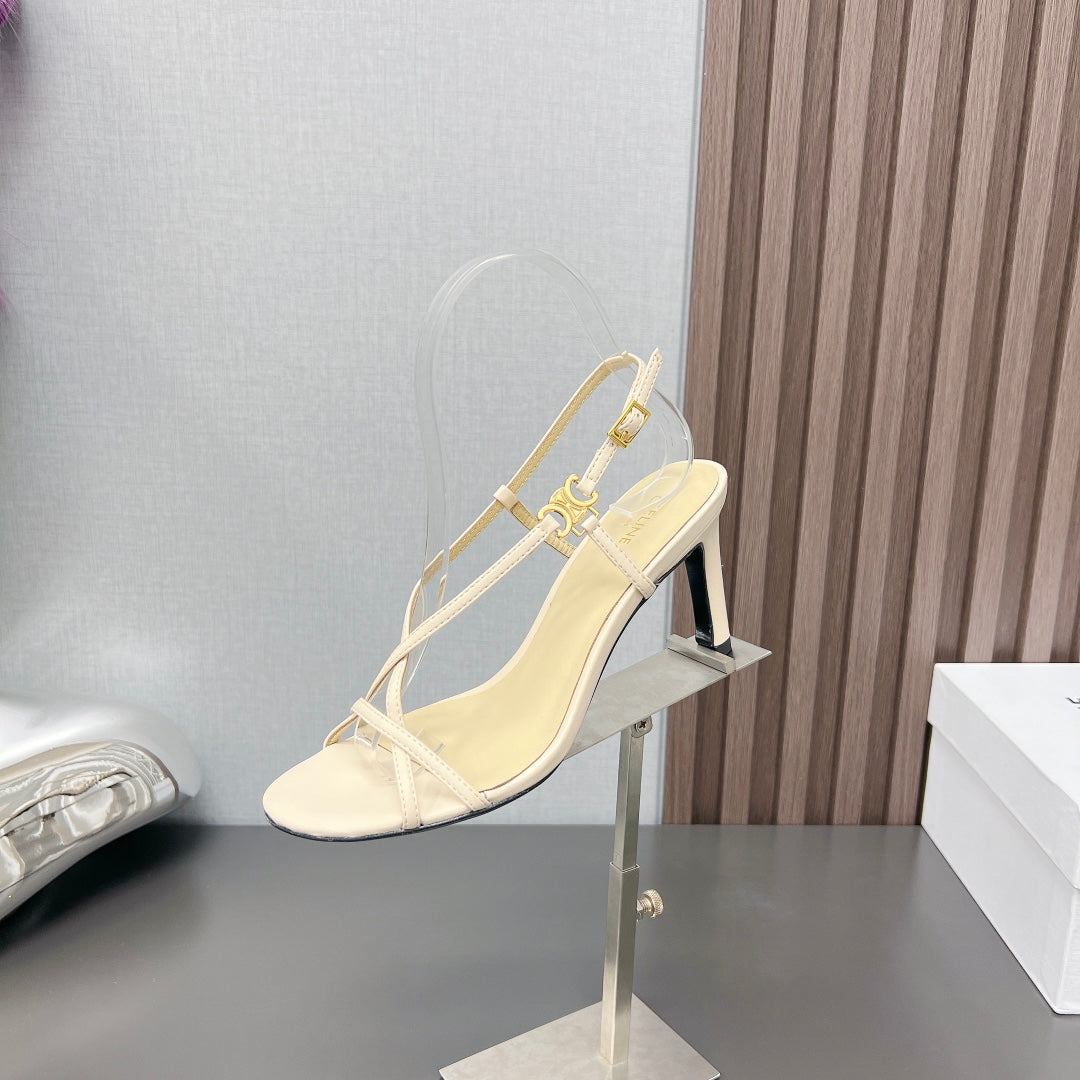 Summer High Heel Sandals Yellow Cream