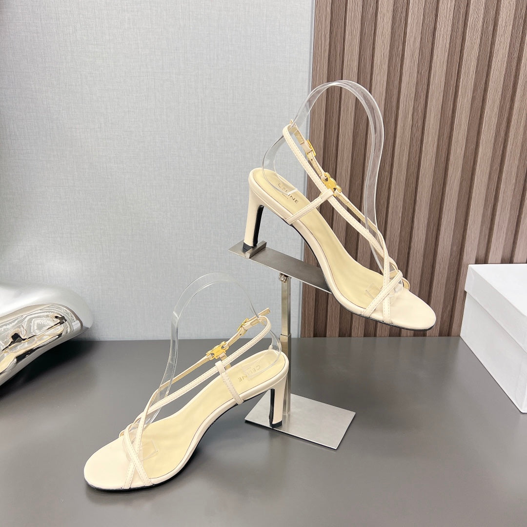 Summer High Heel Sandals Yellow Cream