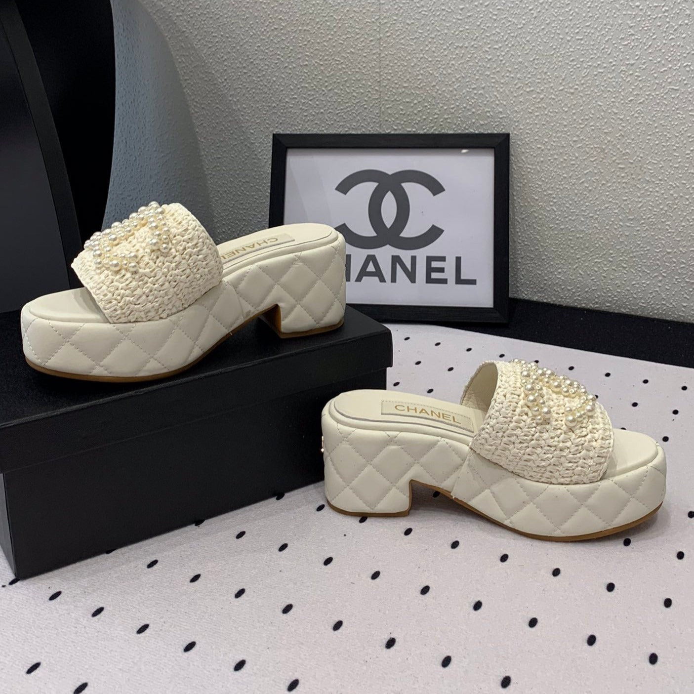 cc pearl platform sandals white lambkin