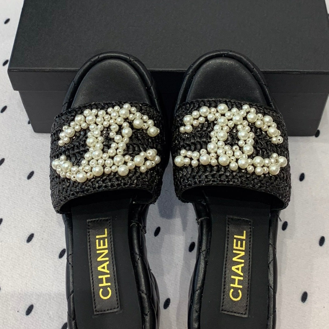 cc pearl platform sandals black lambkin