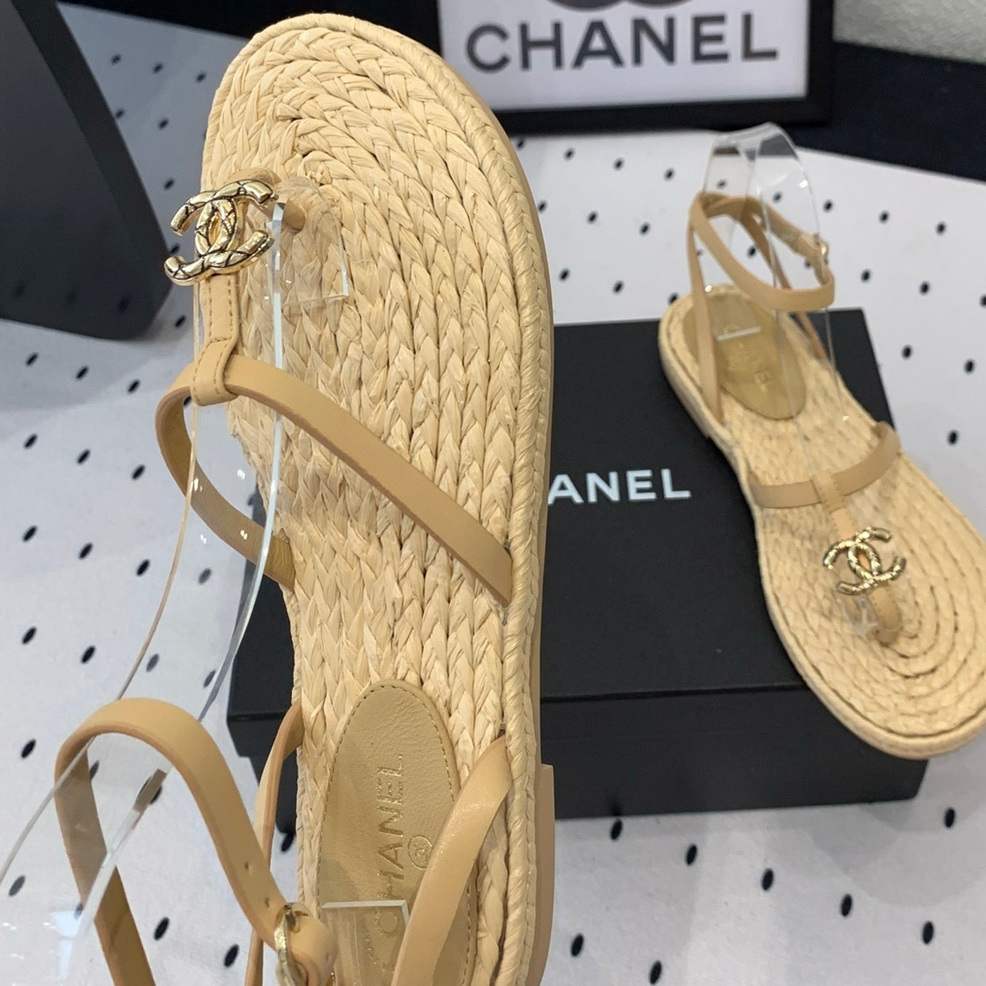 cc slingbacks sandals beige calfskin raffia