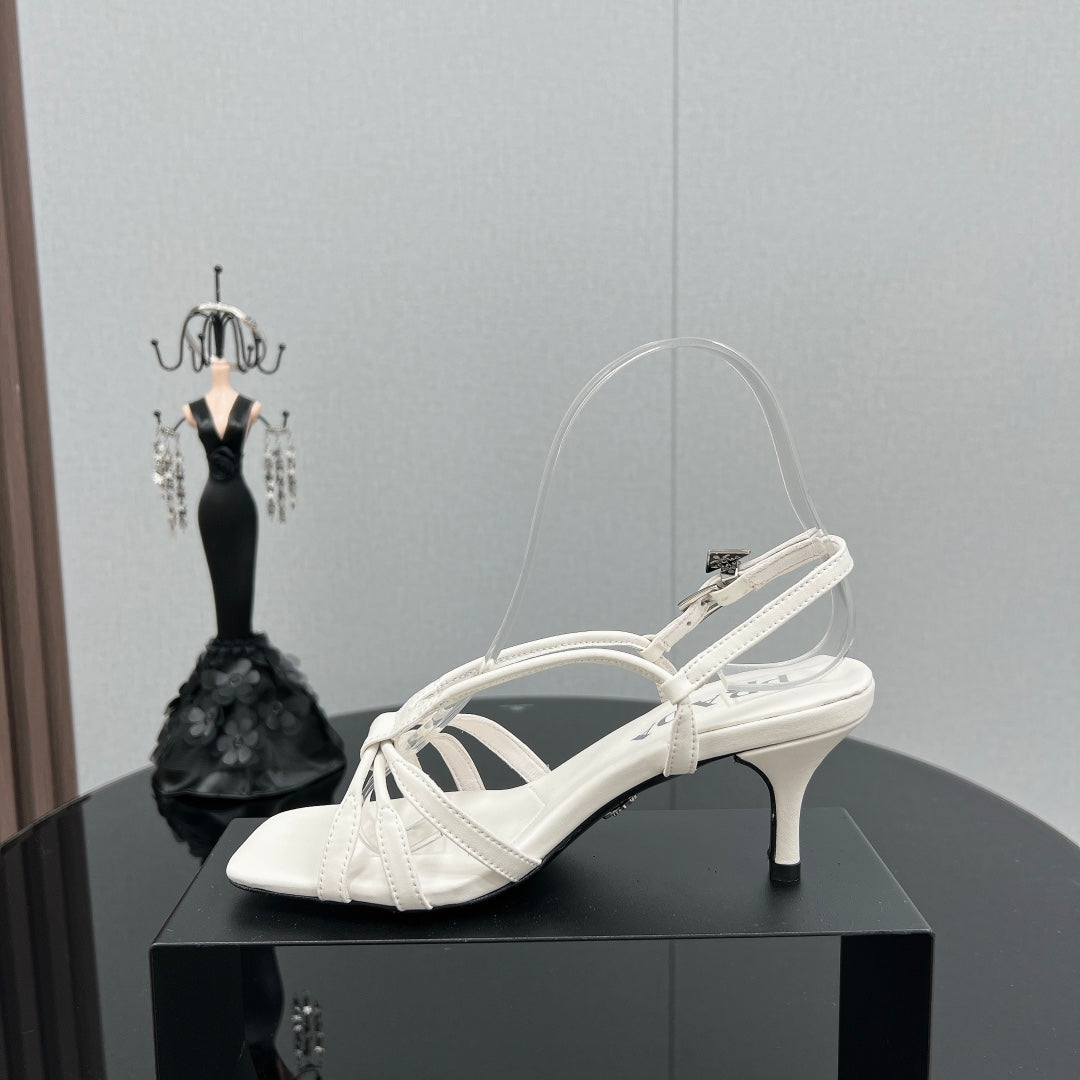 PRA HEELED SANDALS WHITE LAMBSKIN