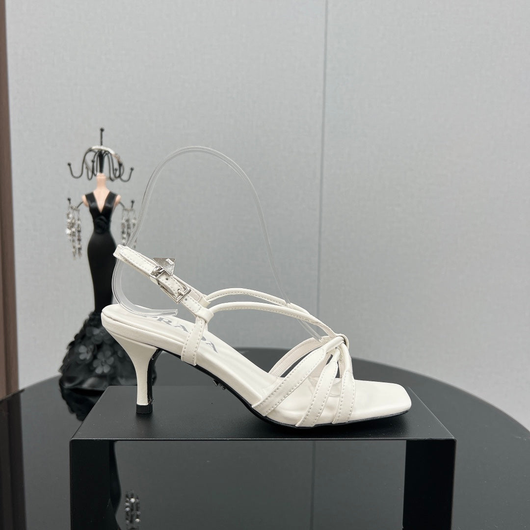 PRA HEELED SANDALS WHITE LAMBSKIN