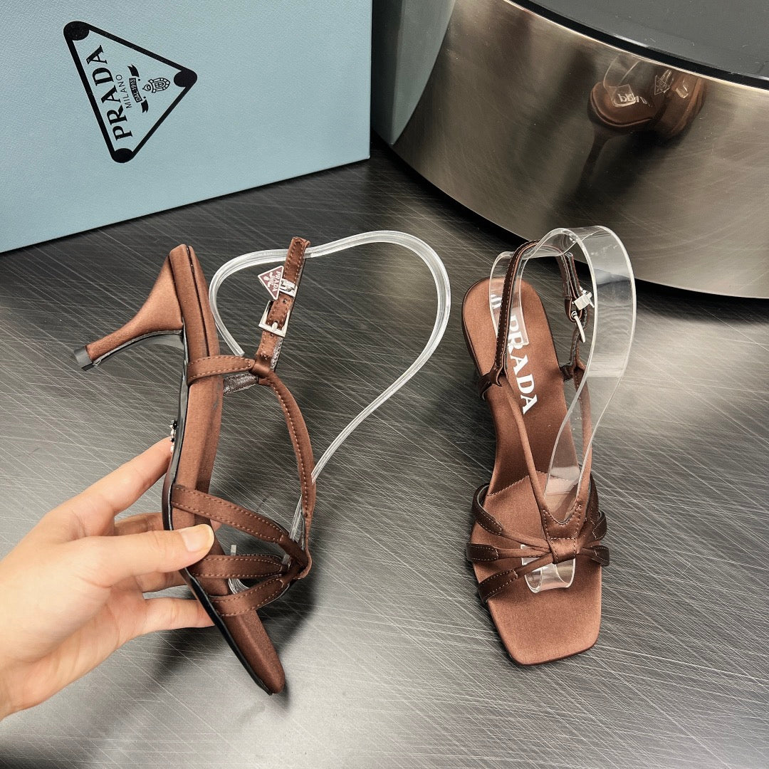 PRA HEELED SANDALS CINNAMON SATIN