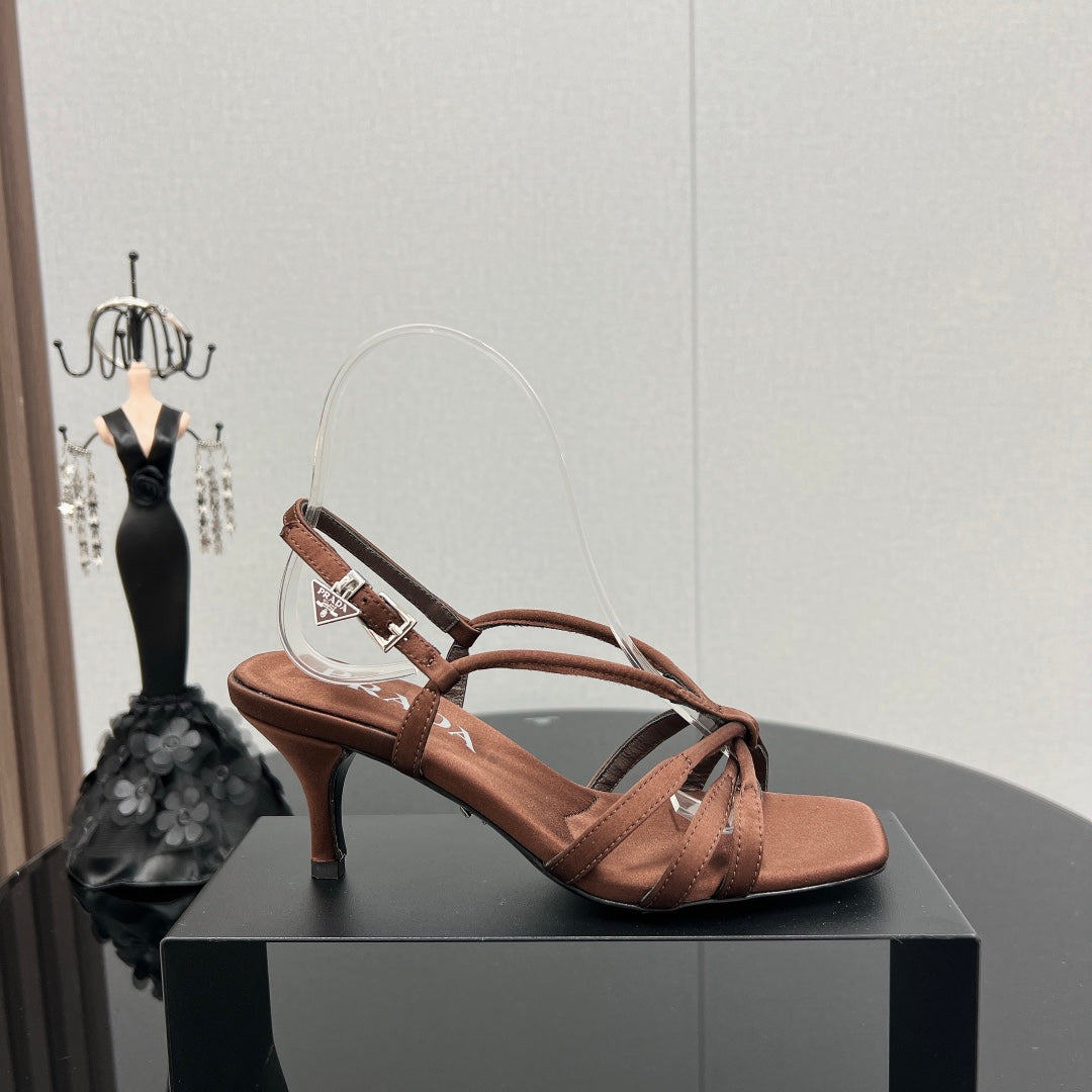 PRA HEELED SANDALS CINNAMON SATIN