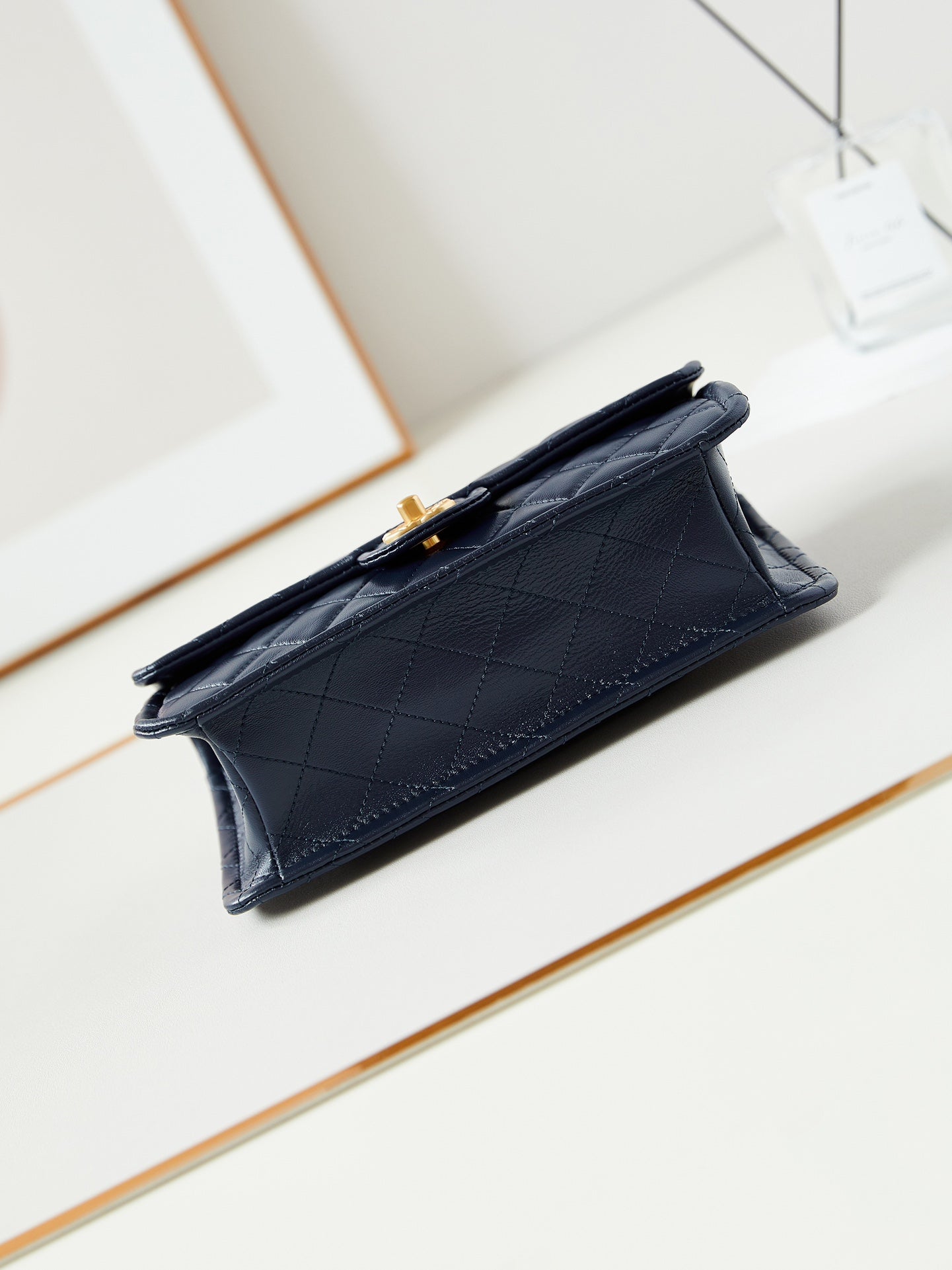 24s medium flap bag 25cm dark blue calfskin gold hardware