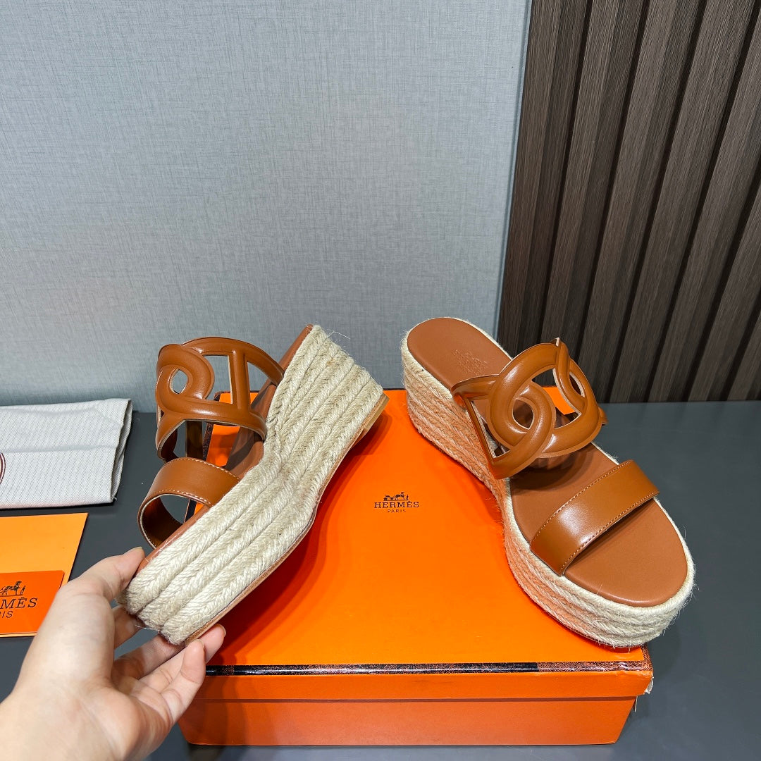 ITHEA 80 ESPADRILLE CARAMEL CALFSKIN