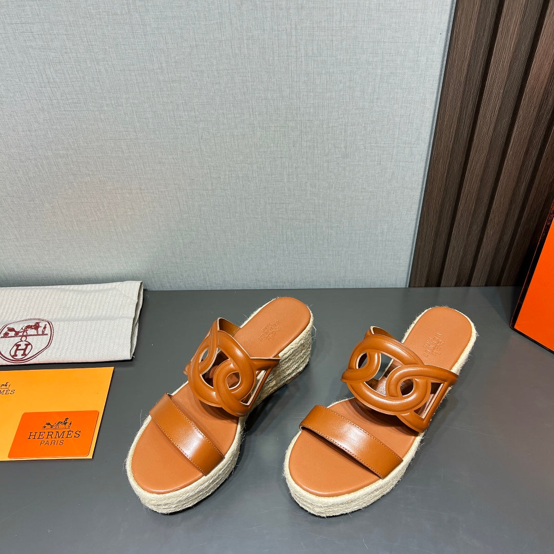 ITHEA 80 ESPADRILLE CARAMEL CALFSKIN