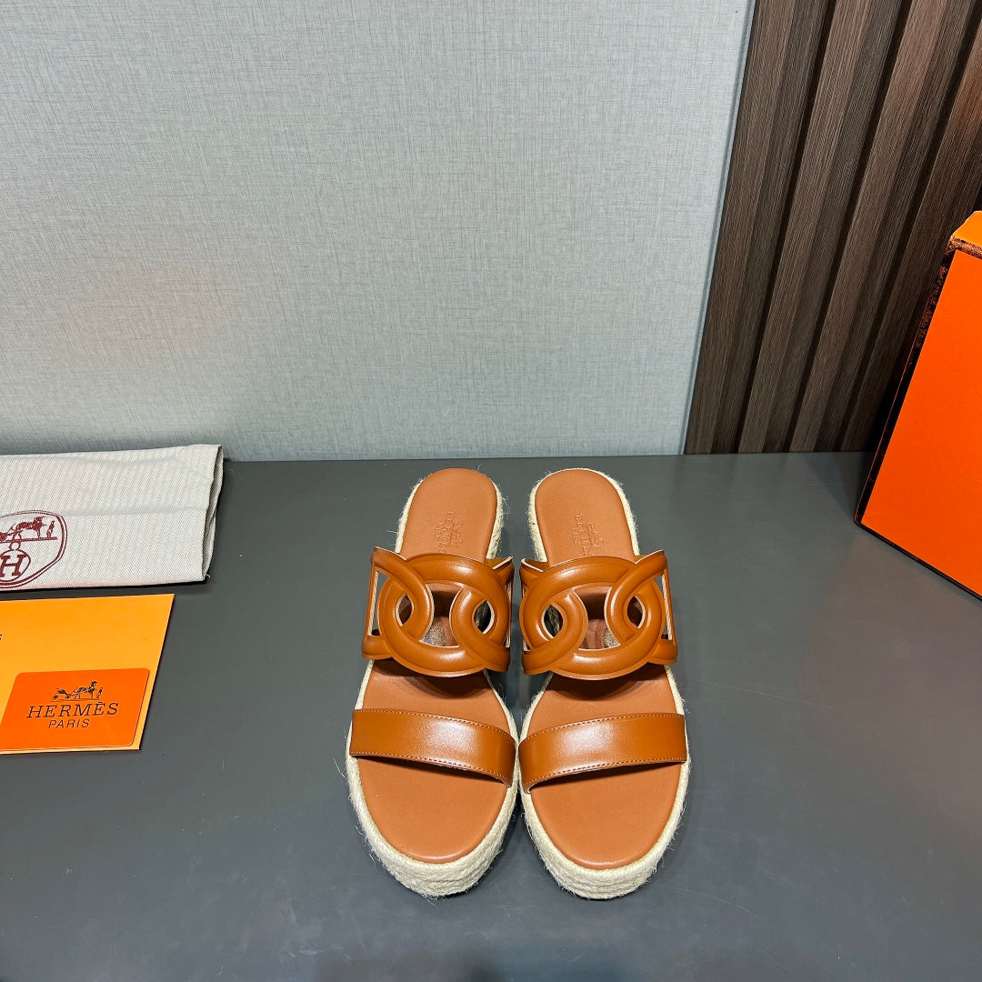 ITHEA 80 ESPADRILLE CARAMEL CALFSKIN