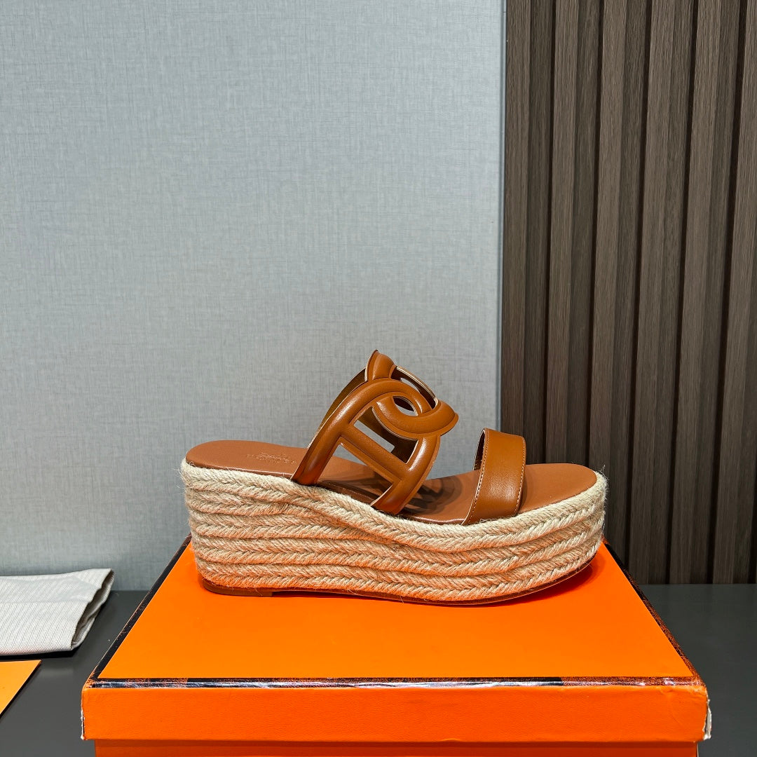 ITHEA 80 ESPADRILLE CARAMEL CALFSKIN