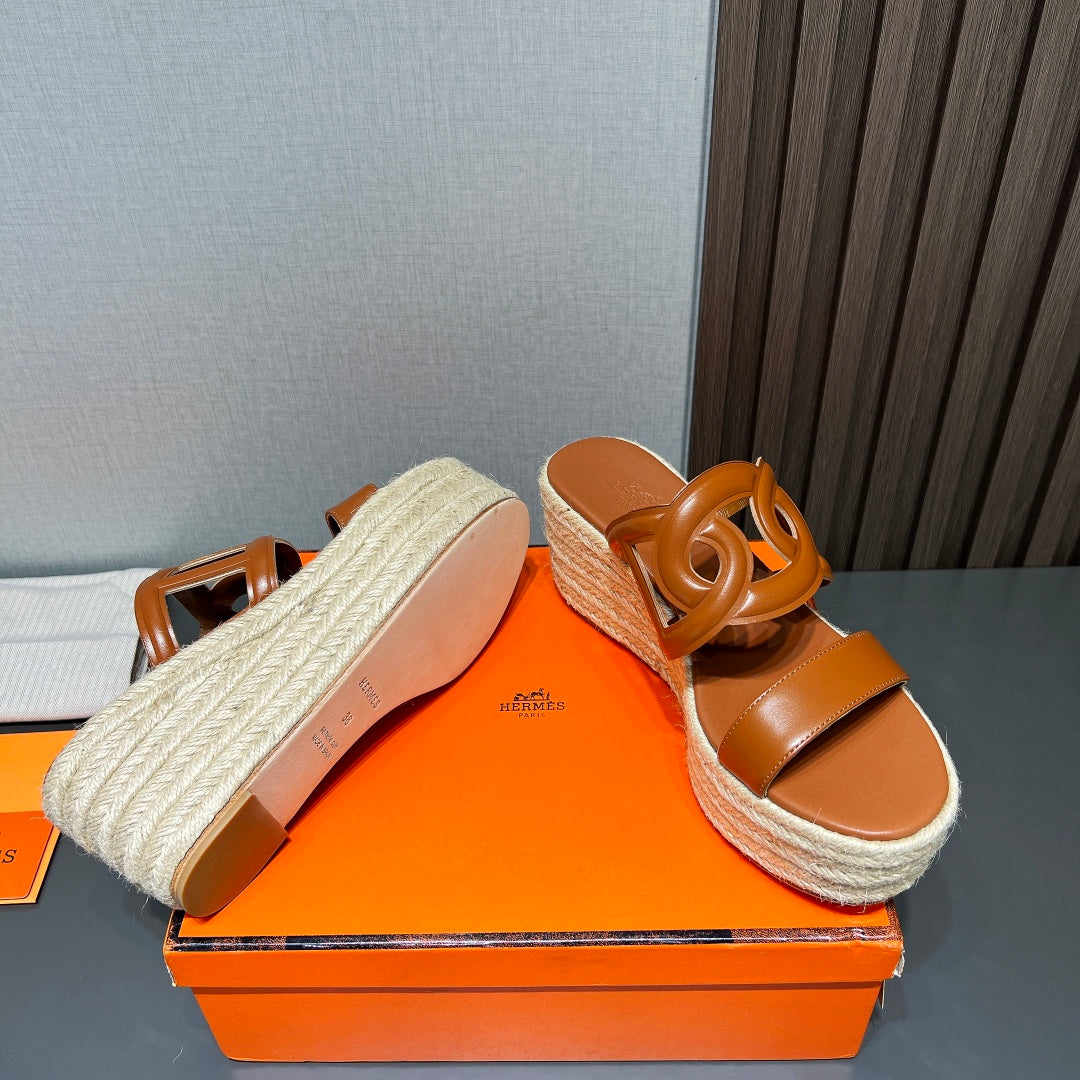 ITHEA 80 ESPADRILLE CARAMEL CALFSKIN