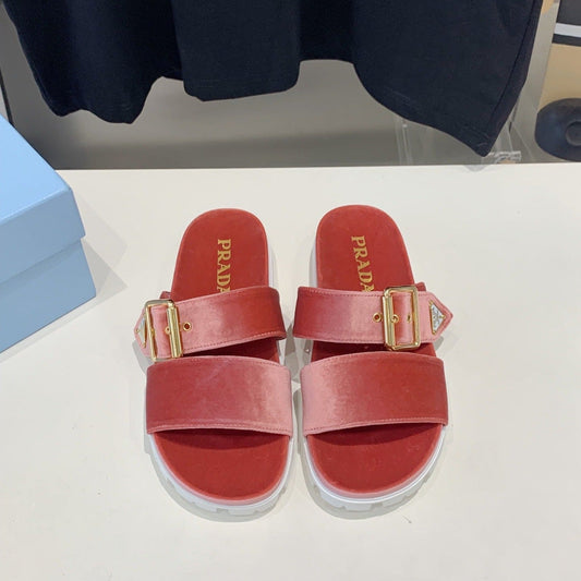 PRA SLIDES SANDALS DARK PINK VELVET