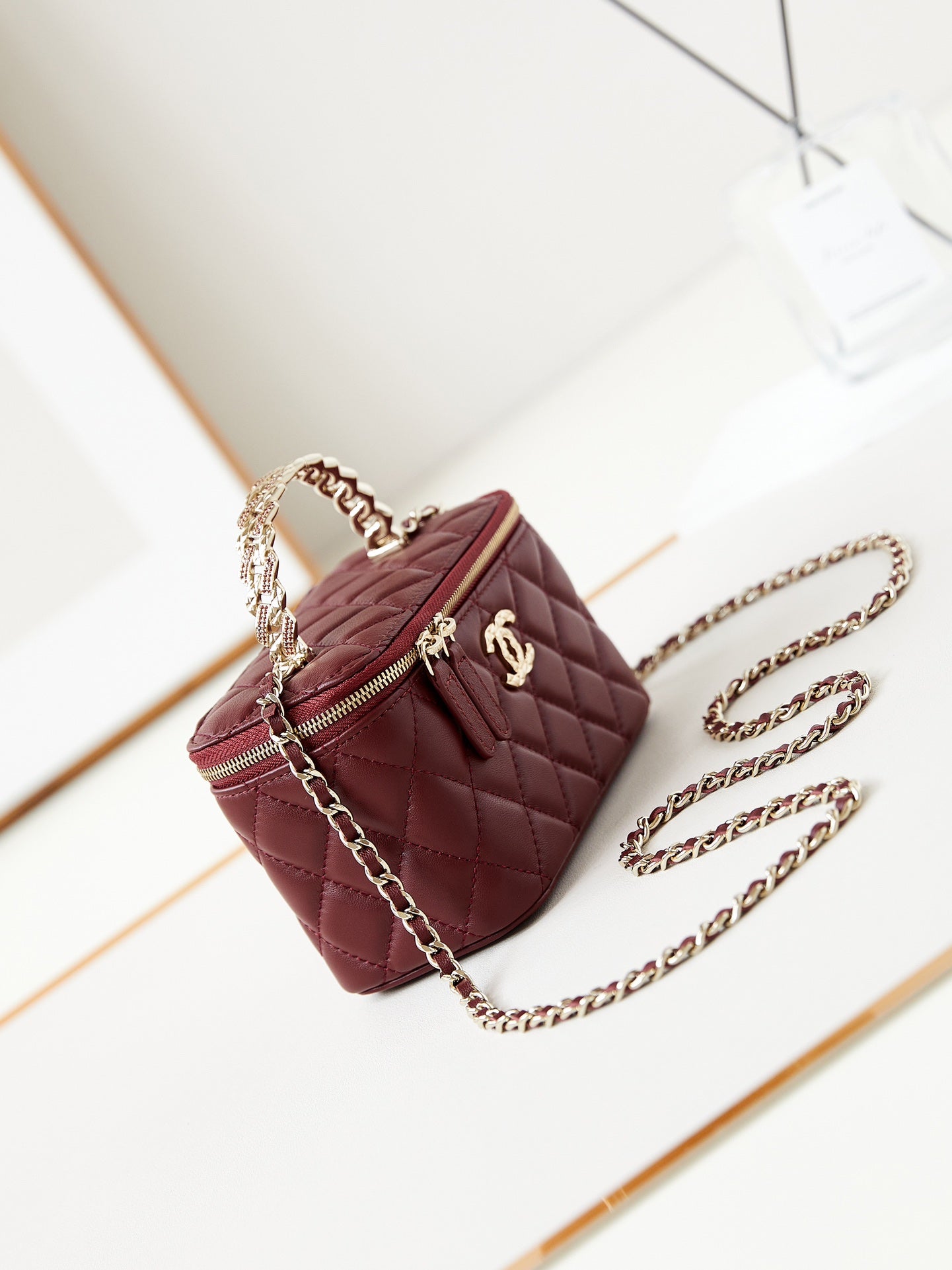 24a vanity 17 burgundy lambskin gold hardware