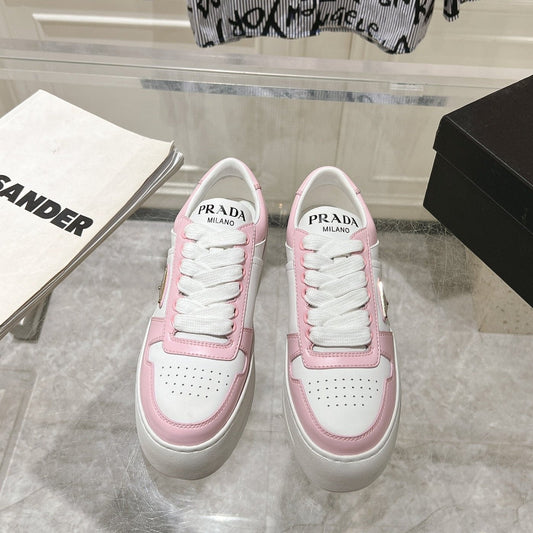 PRA DOWNTOWN BOLD SNEAKERS WHITE AND LIGHT PINK CALFSKIN