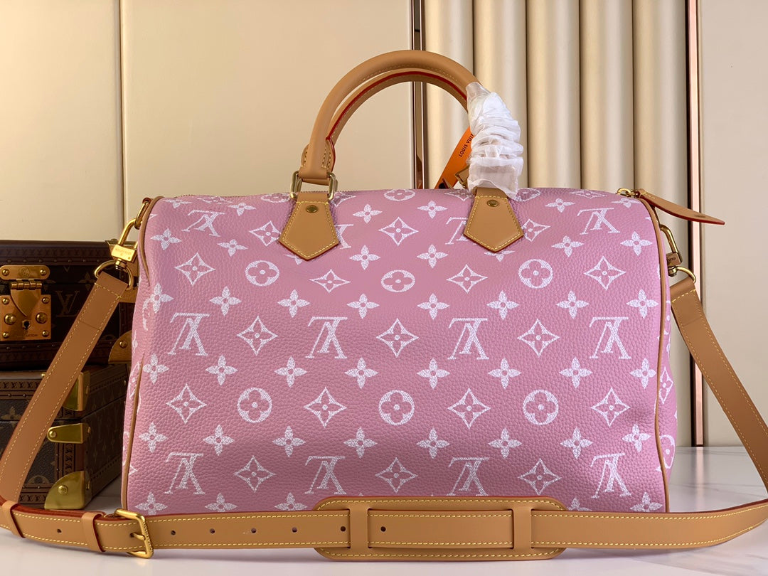 SPEEDY P9 BANDOULIÈRE 40 IN FLAMINGO PINK MONOGRAM CALFSKIN