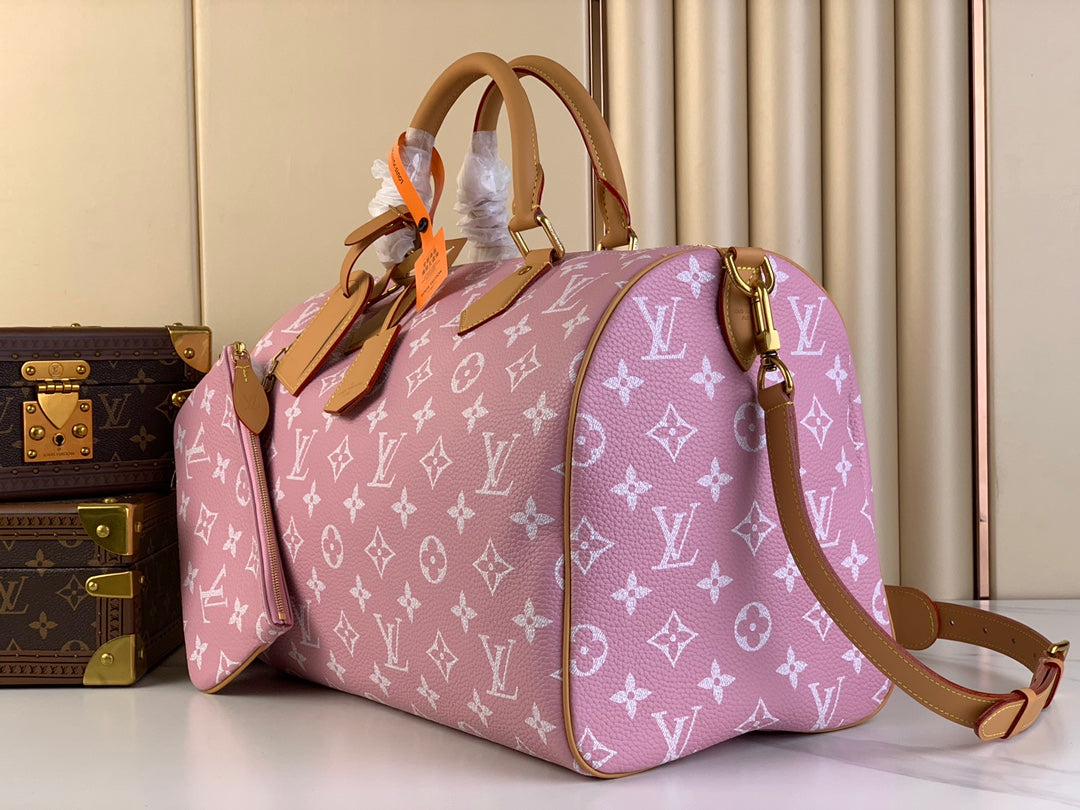 SPEEDY P9 BANDOULIÈRE 40 IN FLAMINGO PINK MONOGRAM CALFSKIN