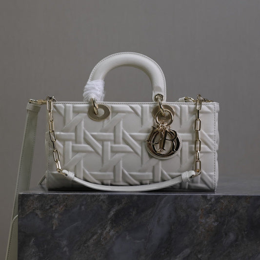 Lady D-Joy Bag 26 White Graphic Lambskin