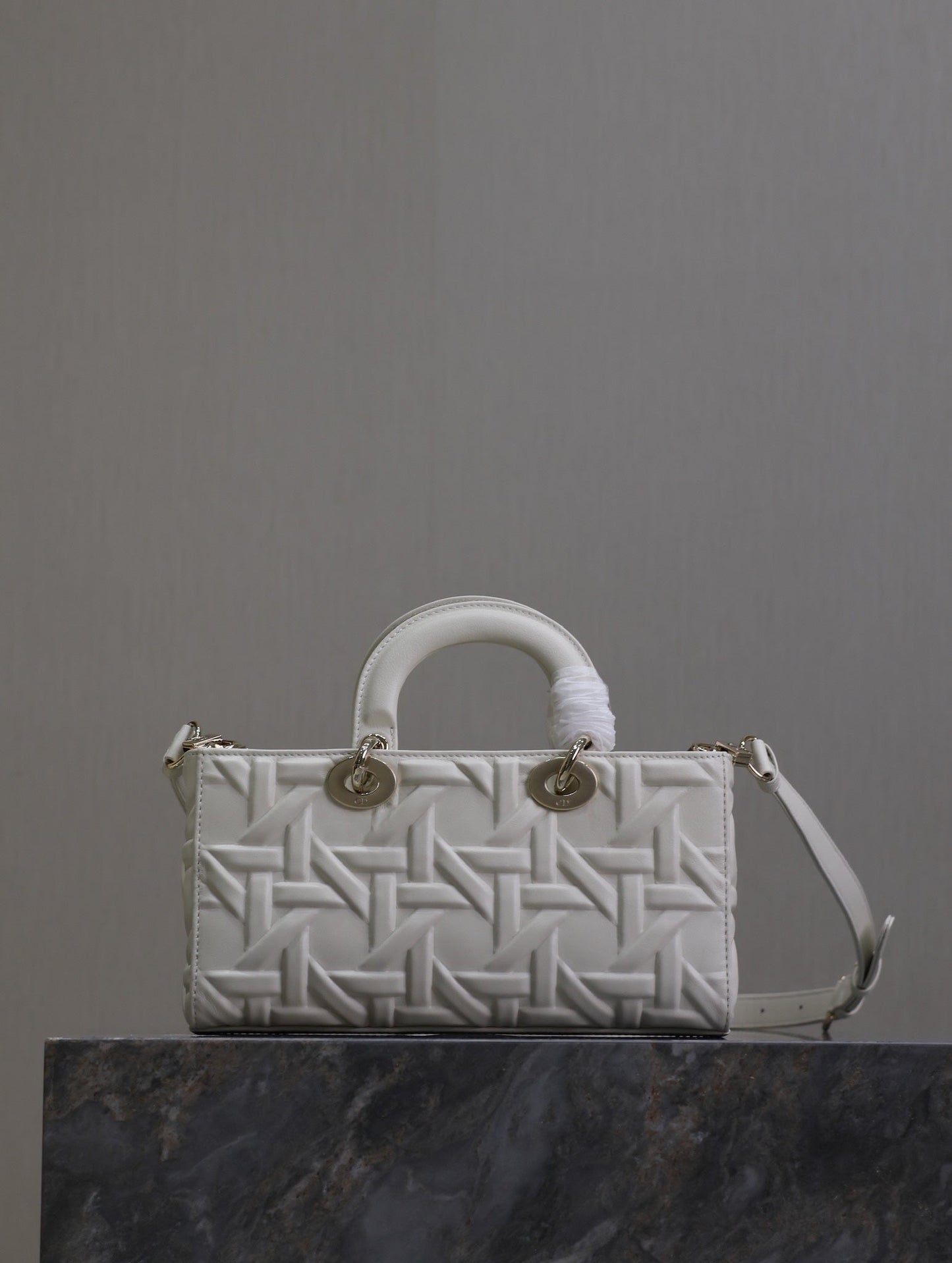 Lady D-Joy Bag 26 White Graphic Lambskin