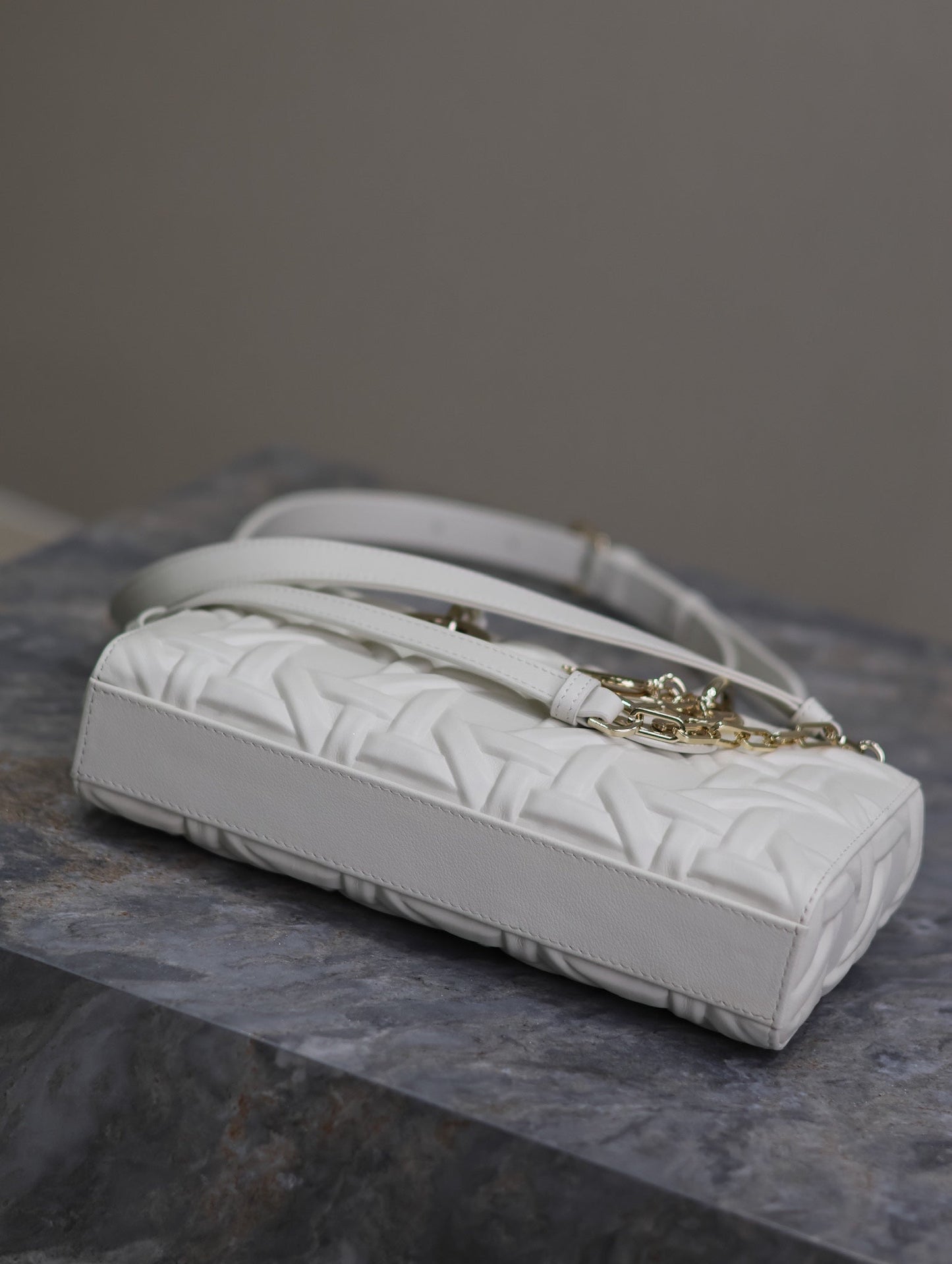 Lady D-Joy Bag 26 White Graphic Lambskin