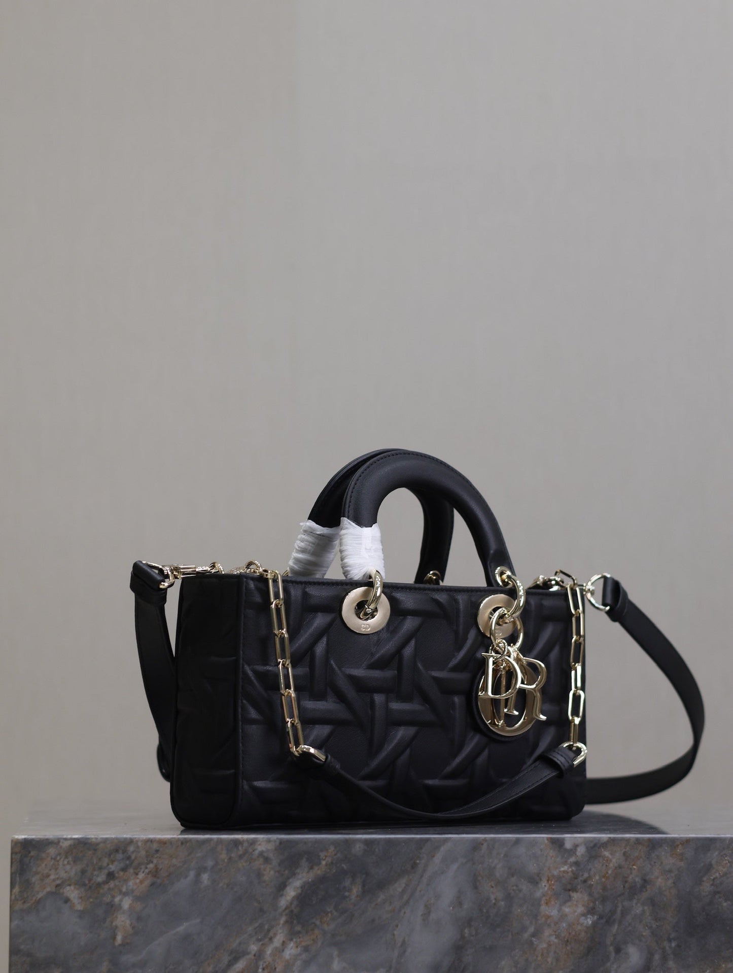 Lady D-Joy Bag 26 Black Graphic Lambskin