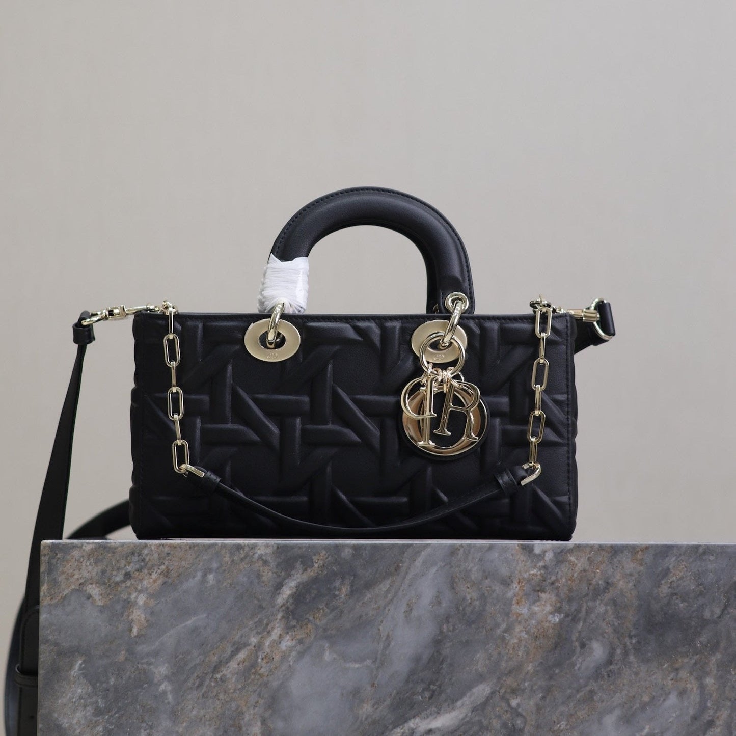 Lady D-Joy Bag 26 Black Graphic Lambskin