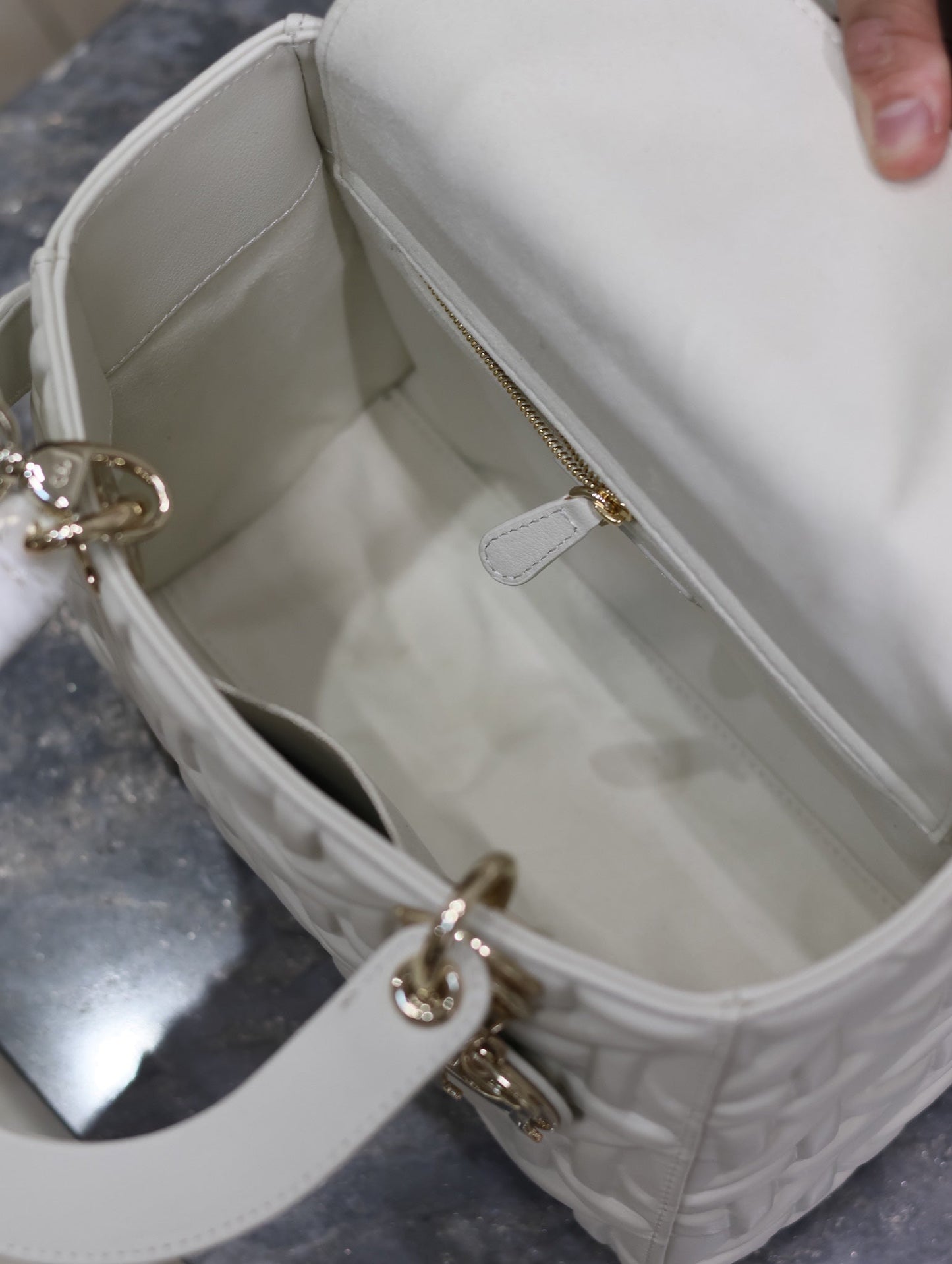 Lady Bag 20cm White Graphic Lambskin