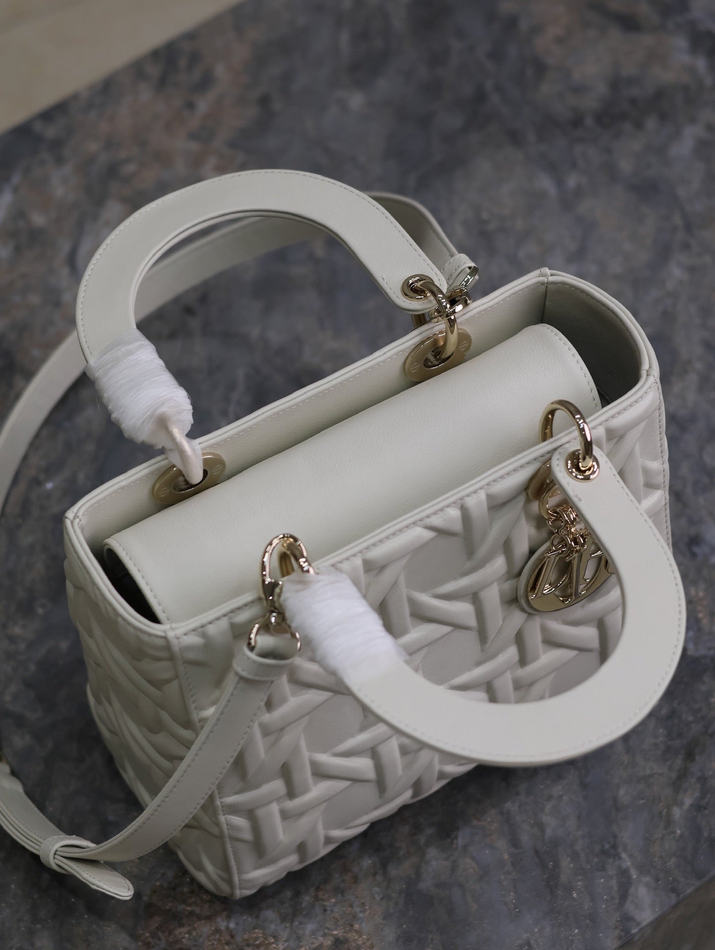 Lady Bag 20cm White Graphic Lambskin