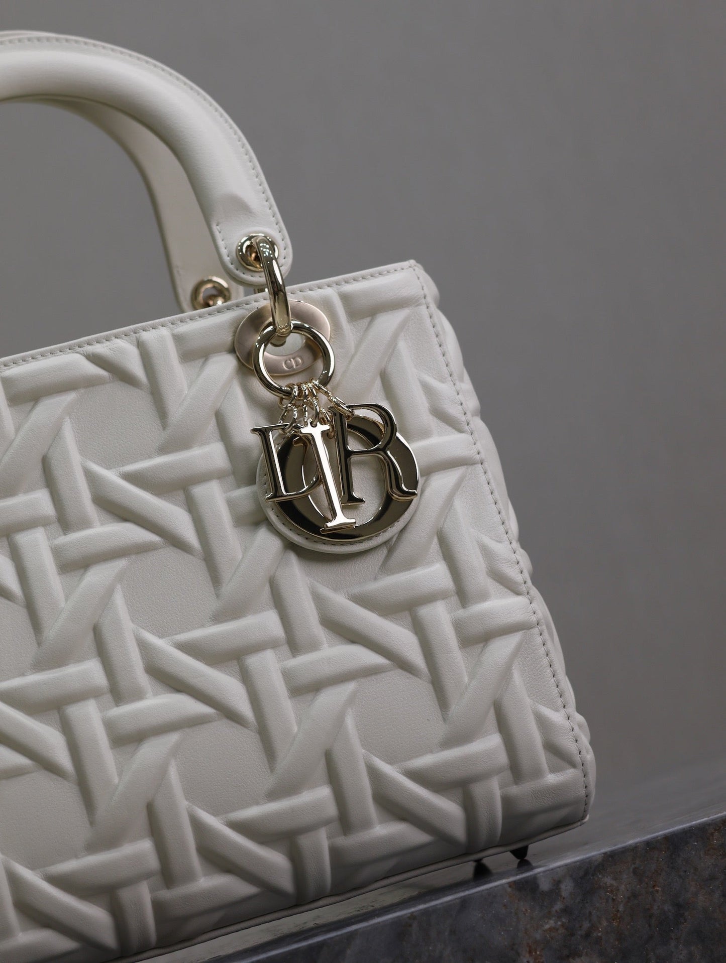 Lady Bag 20cm White Graphic Lambskin