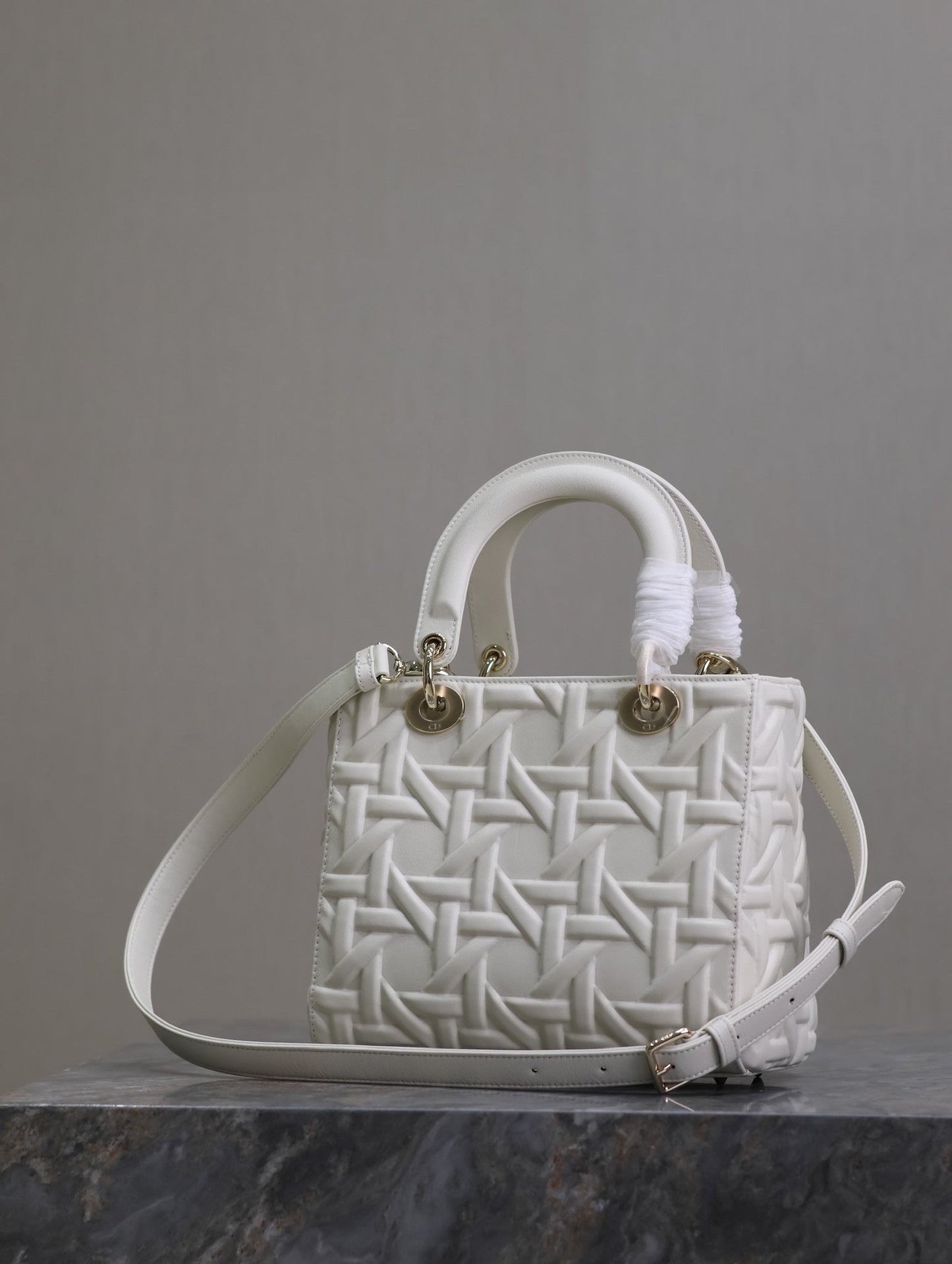 Lady Bag 20cm White Graphic Lambskin