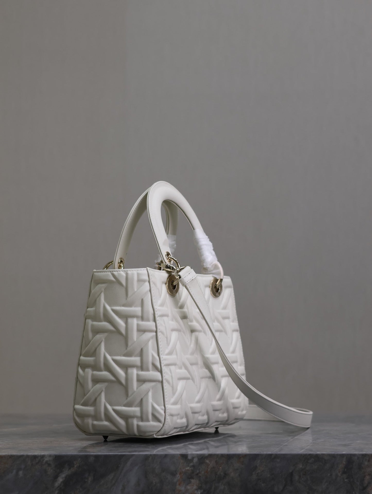 Lady Bag 20cm White Graphic Lambskin