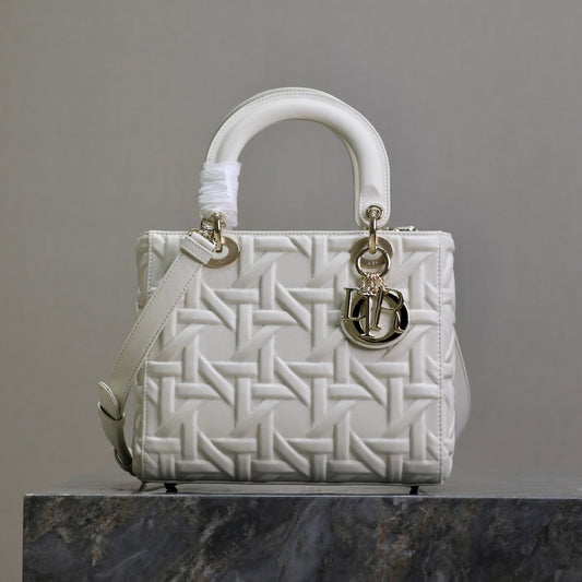 Lady Bag 20cm White Graphic Lambskin