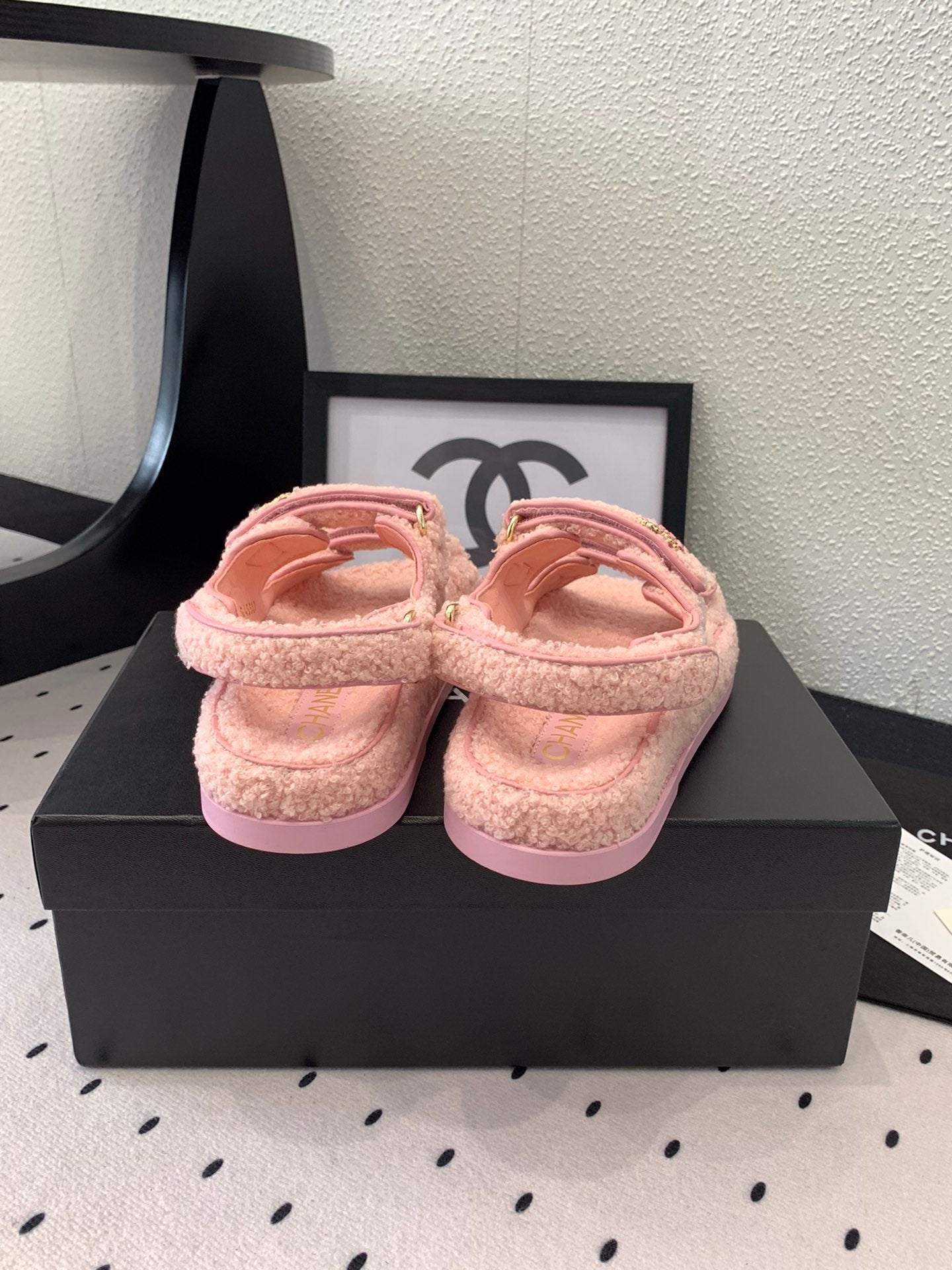 CC DAD SANDAL ROSE PINK LAMB FUR