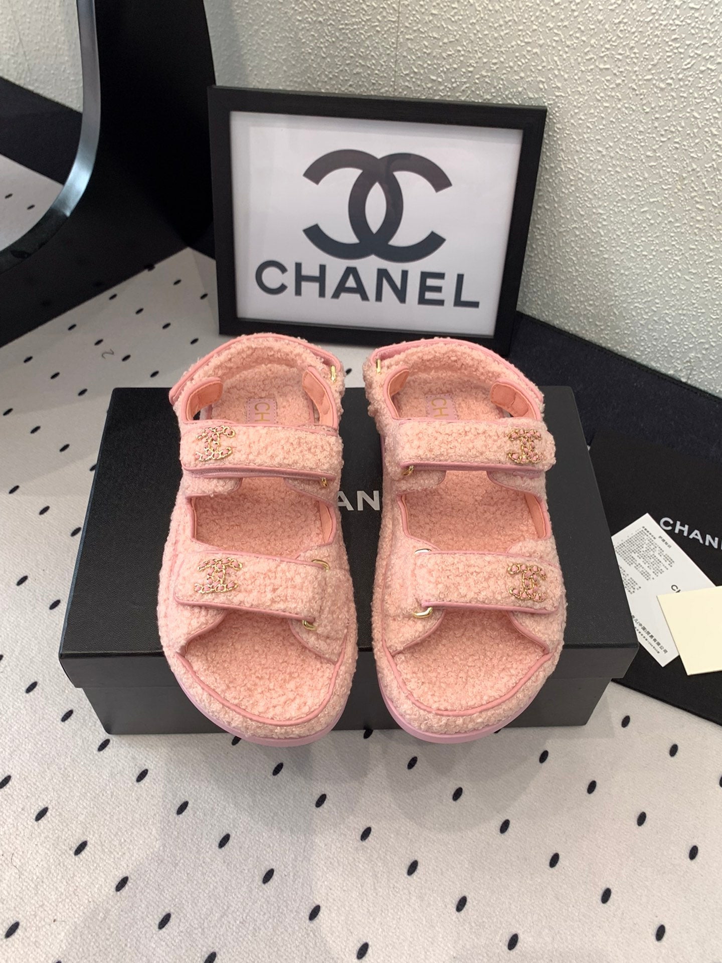 CC DAD SANDAL ROSE PINK LAMB FUR