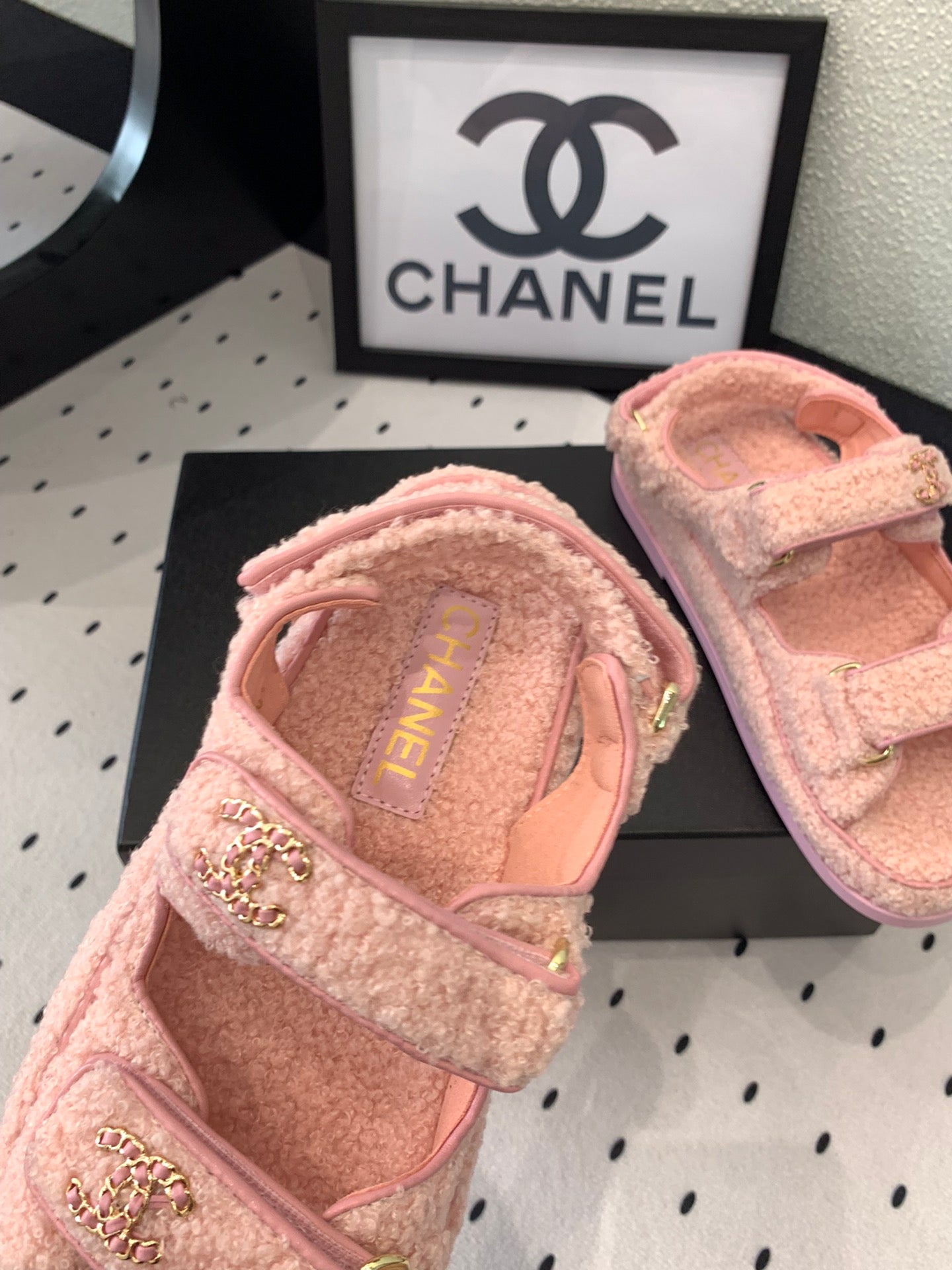 CC DAD SANDAL ROSE PINK LAMB FUR