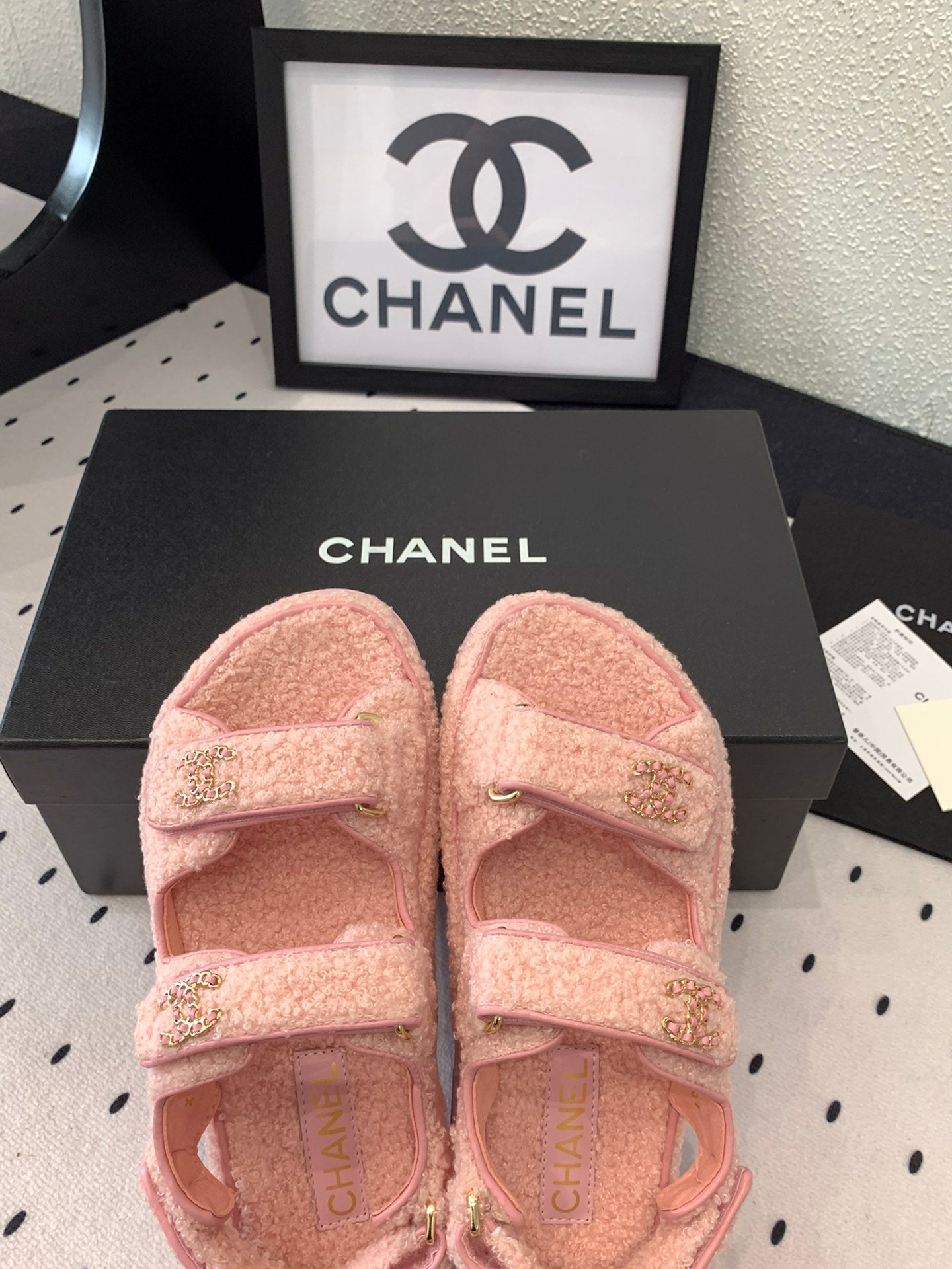 CC DAD SANDAL ROSE PINK LAMB FUR