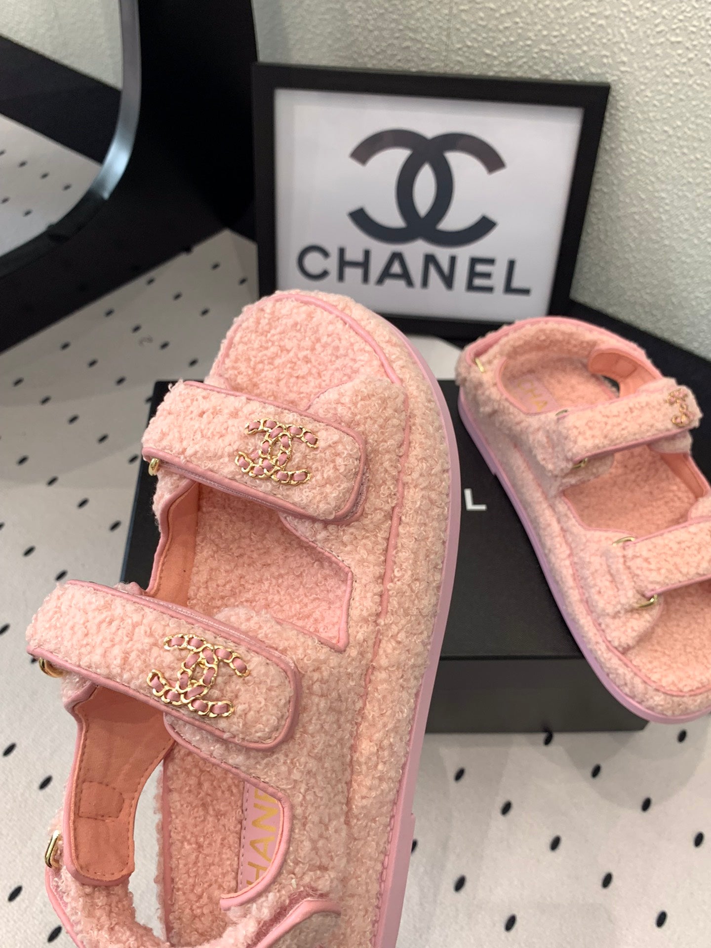 CC DAD SANDAL ROSE PINK LAMB FUR