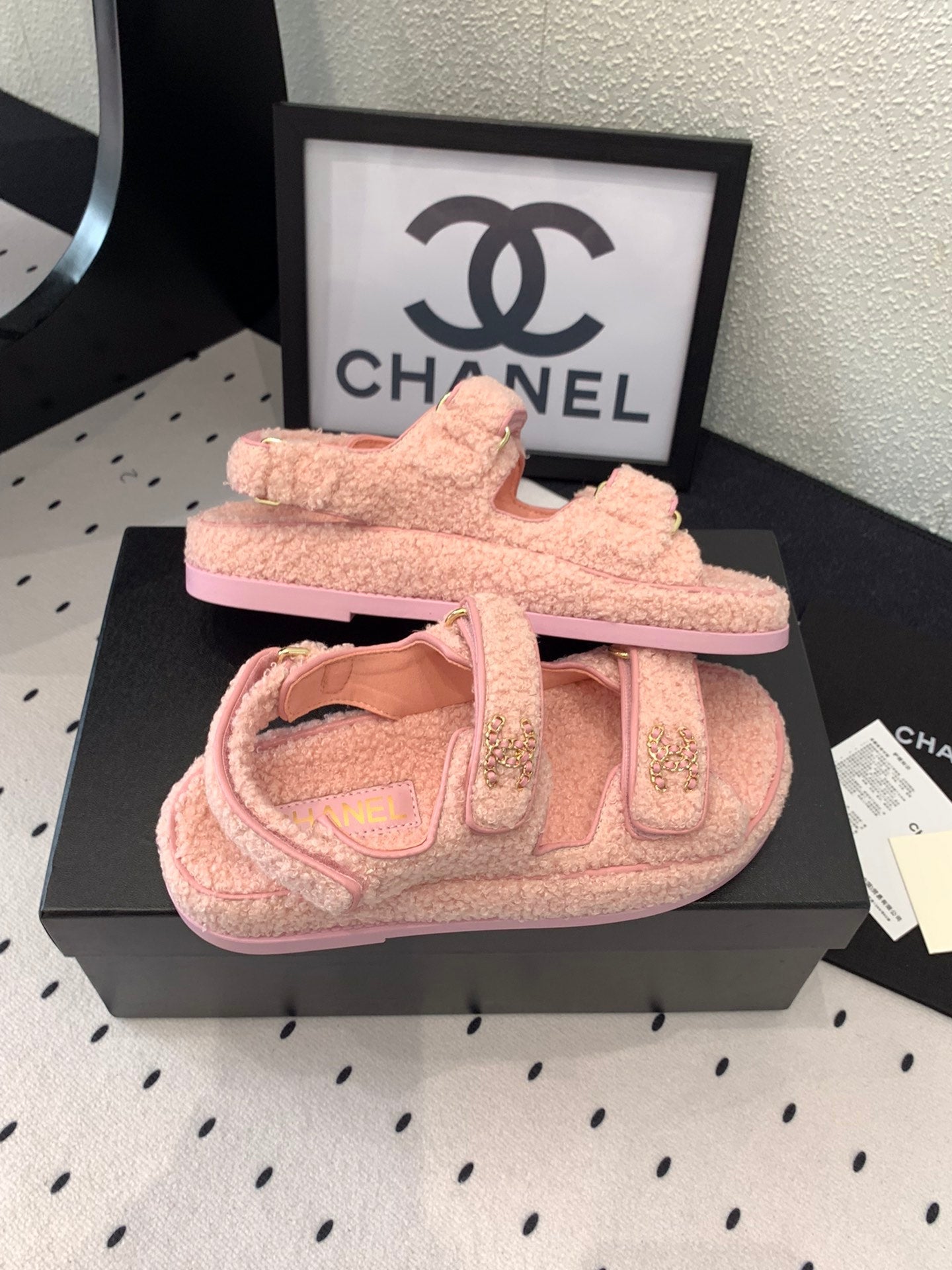 CC DAD SANDAL ROSE PINK LAMB FUR