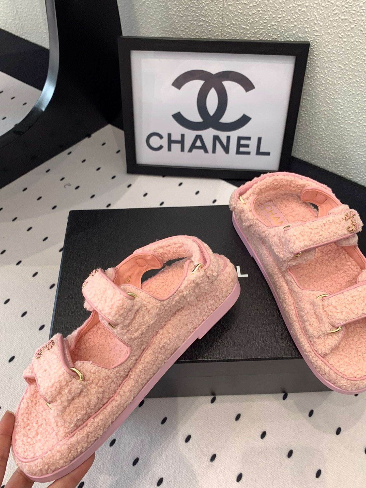 CC DAD SANDAL ROSE PINK LAMB FUR