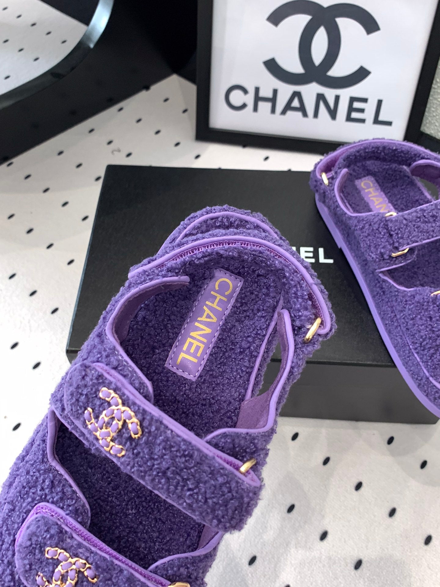 CC DAD SANDAL PLUM PURPLE LAMB FUR