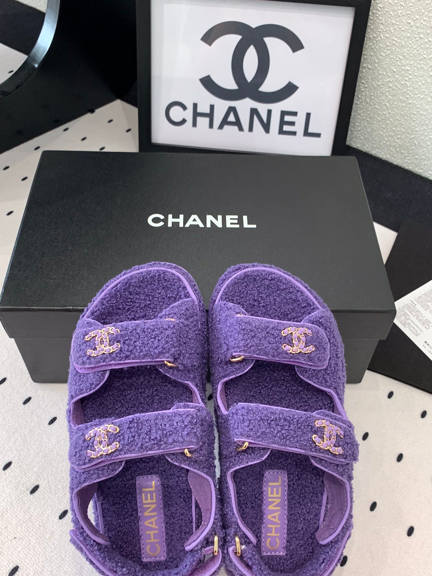 CC DAD SANDAL PLUM PURPLE LAMB FUR