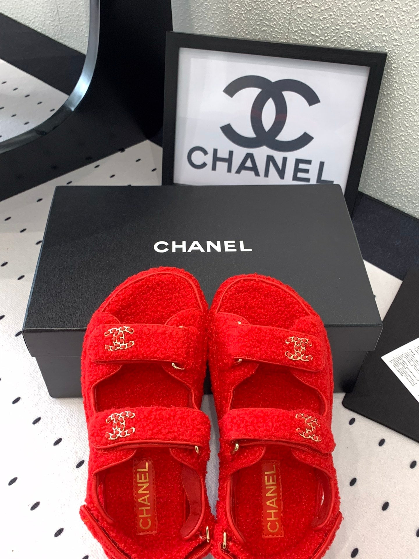 CC DAD SANDAL CRIMSON RED LAMB FUR