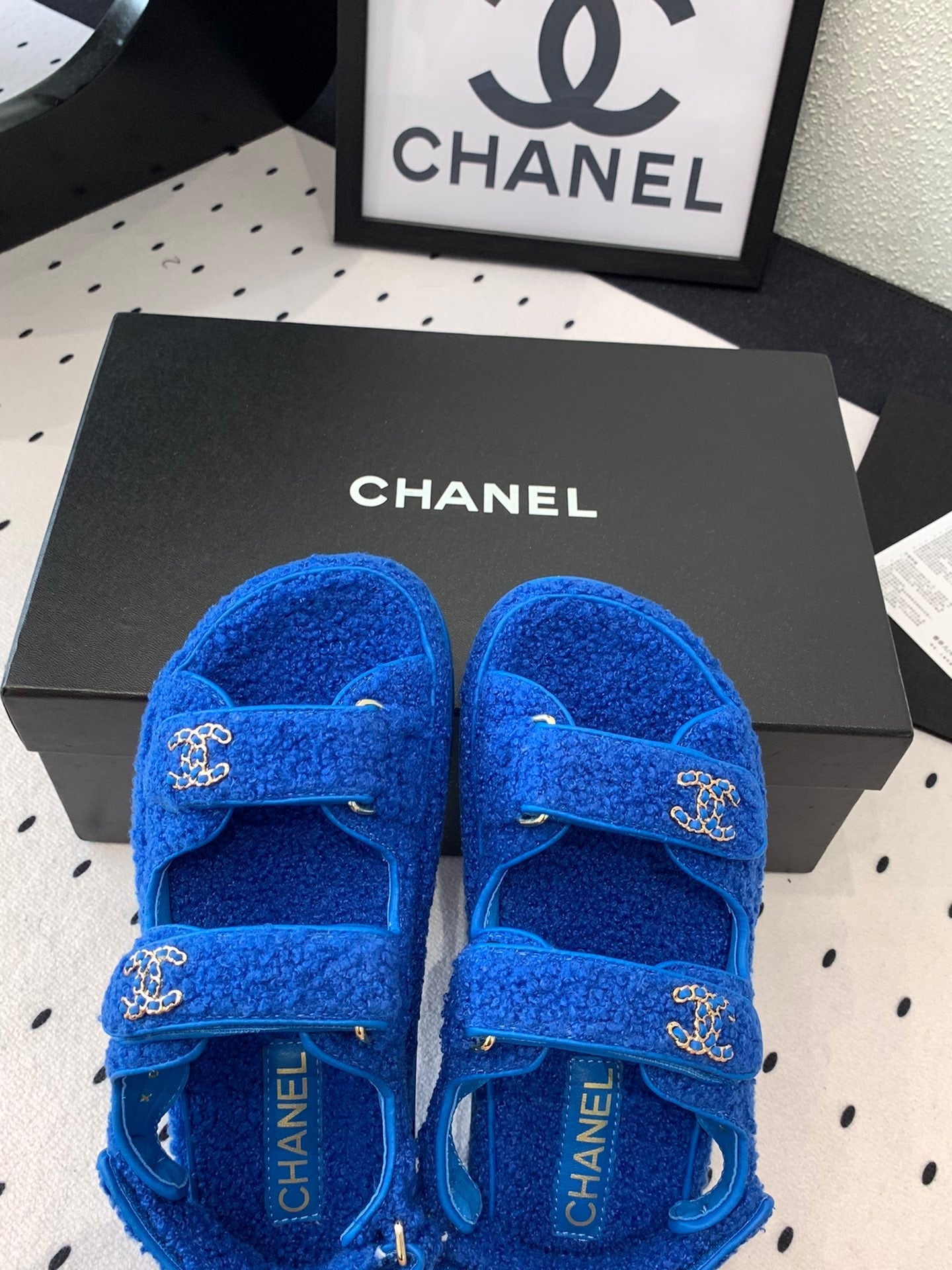 CC DAD SANDAL AZURE BLUE LAMB FUR