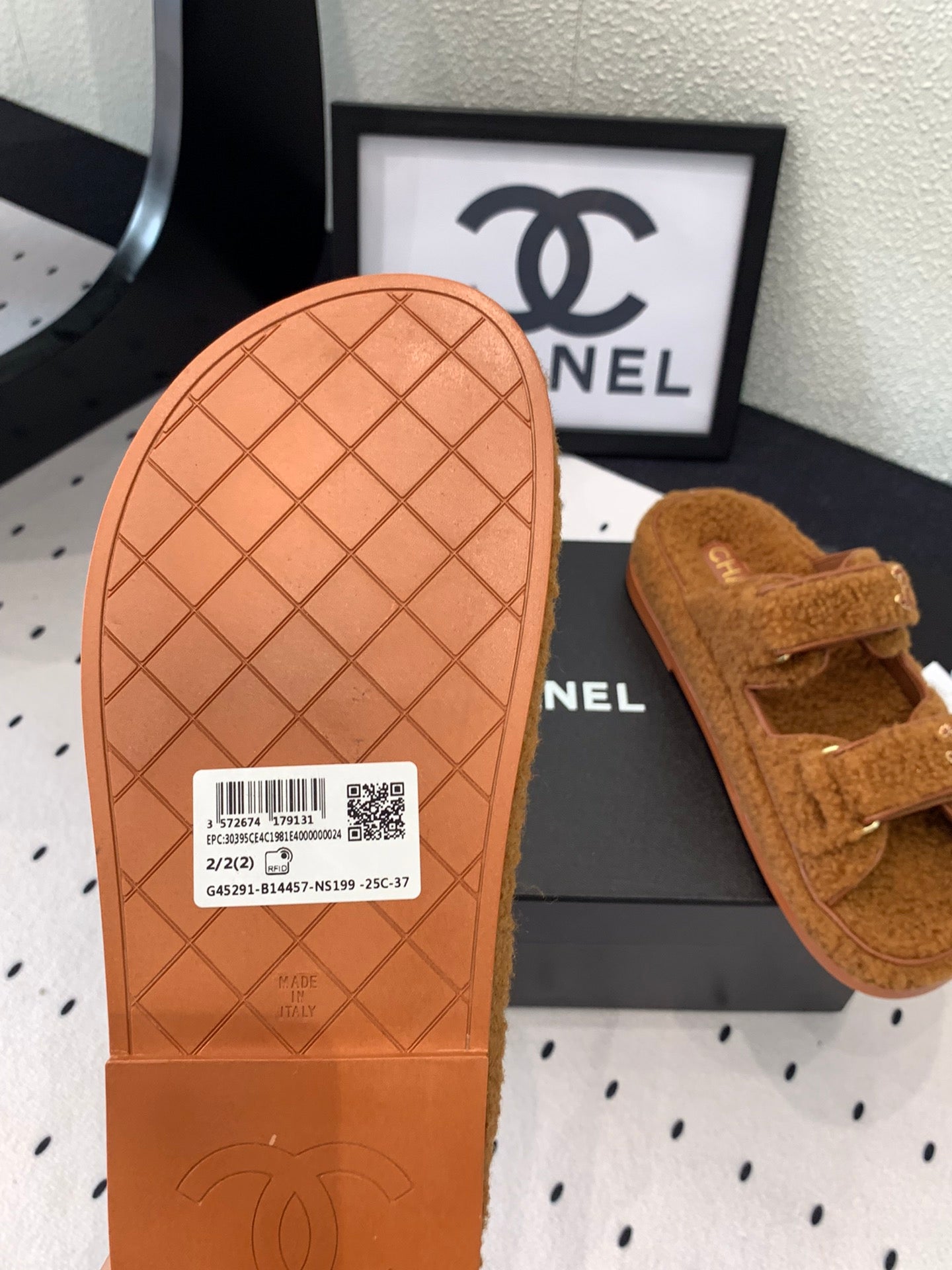 CC DAD SANDAL MULE IN BRONZE BROWN LAMB FUR