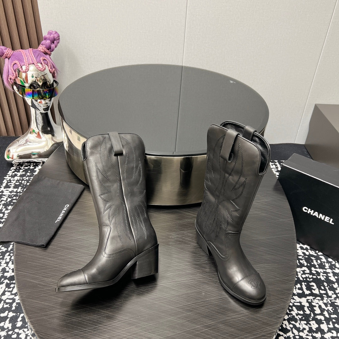 CC High Boot 5.5cm Black Calfskin