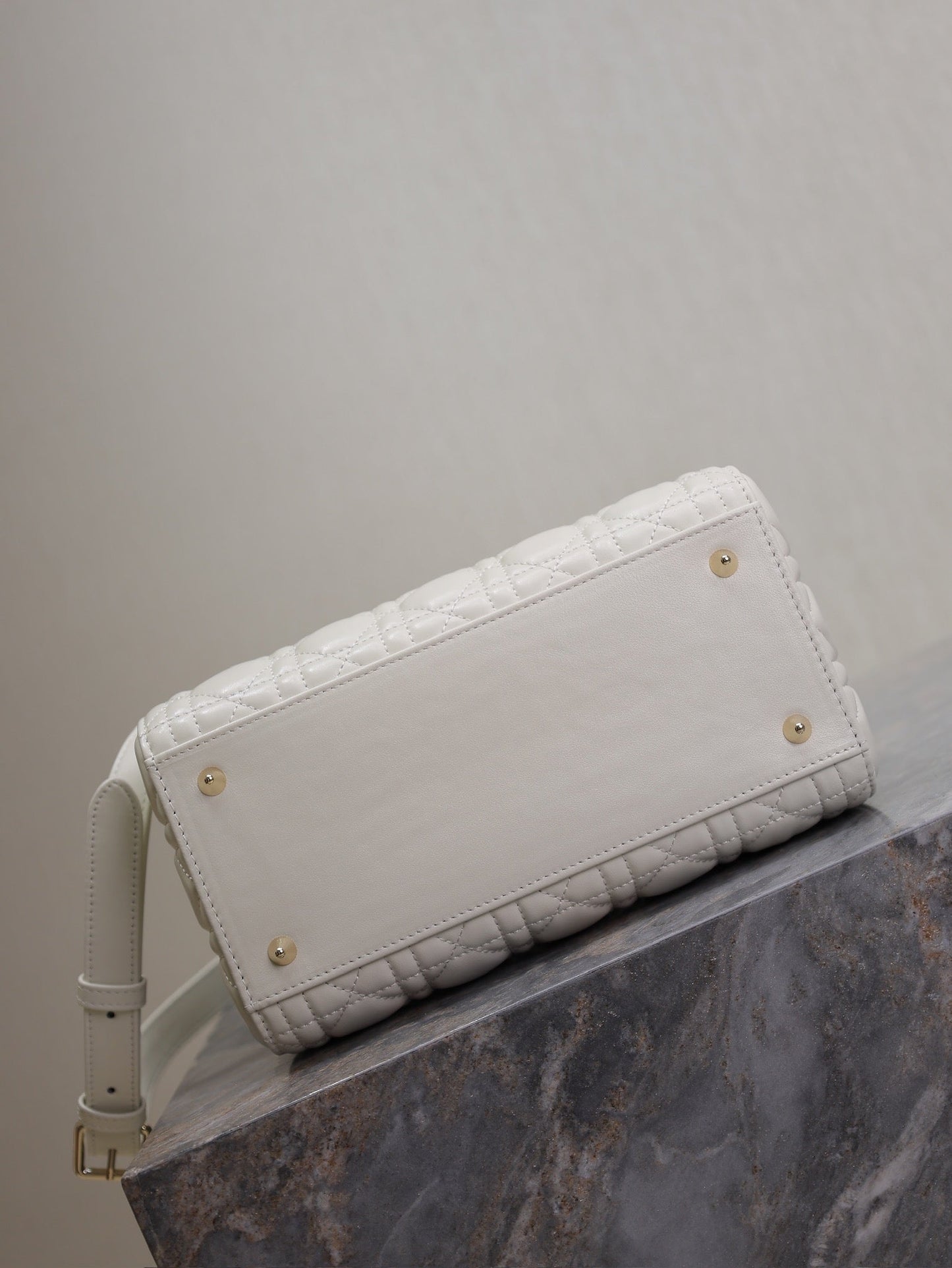 Lady Bag 20cm White Black Lambskin