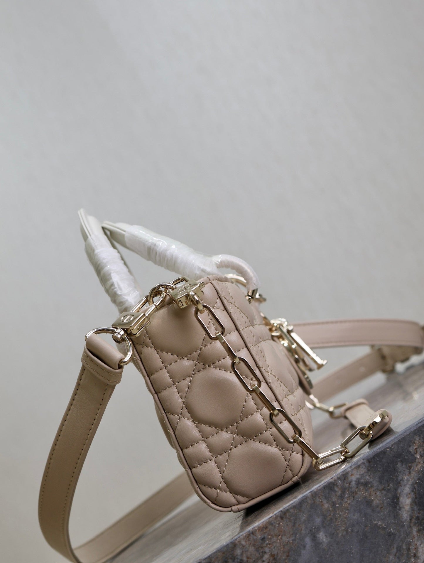 Lady D-Joy Bag 22 Beige White Lambskin