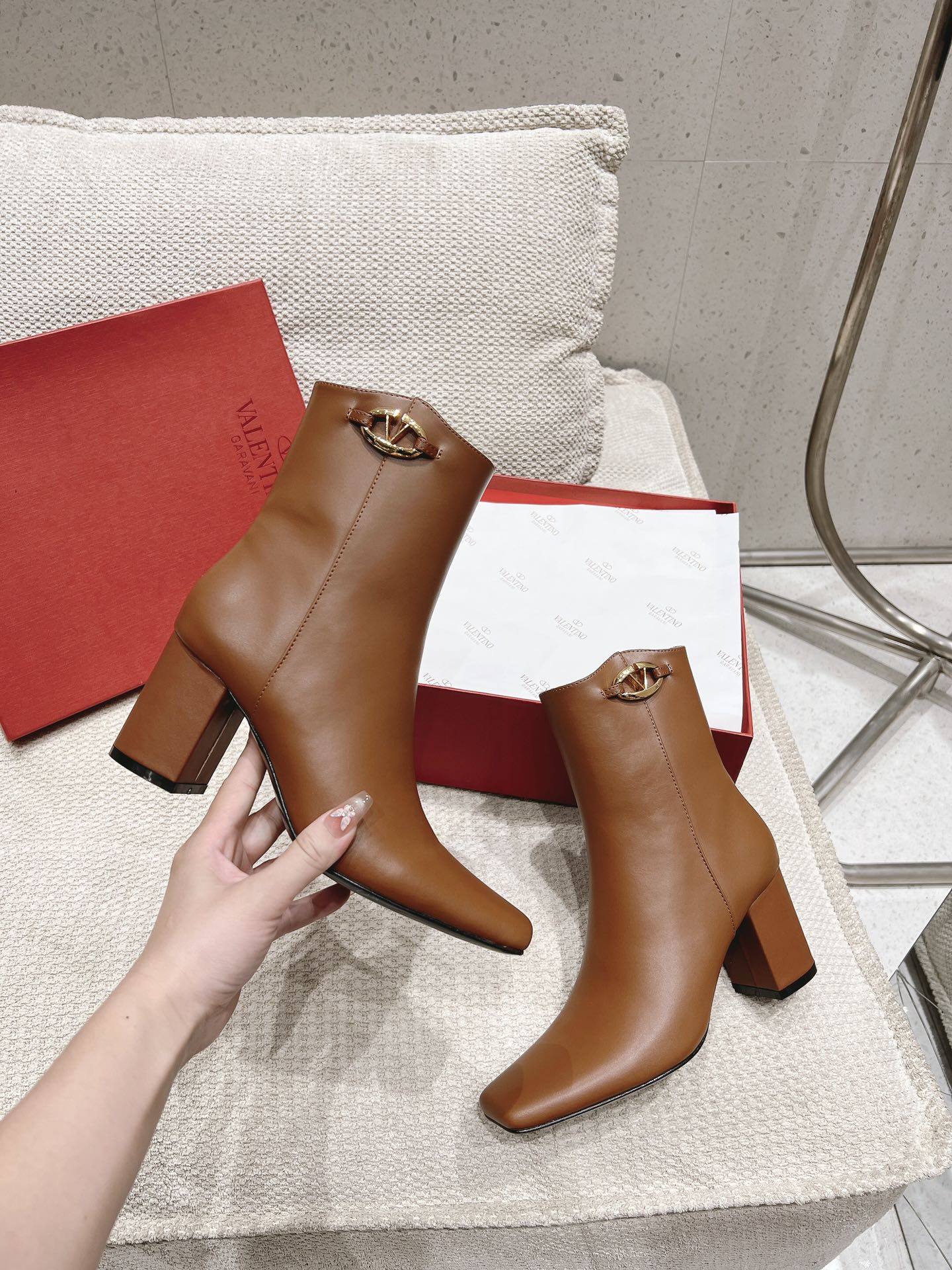 VLOGO THE BOLD EDITION ANKLE BOOT IN BRONZE BROWN CALFSKIN 70MM