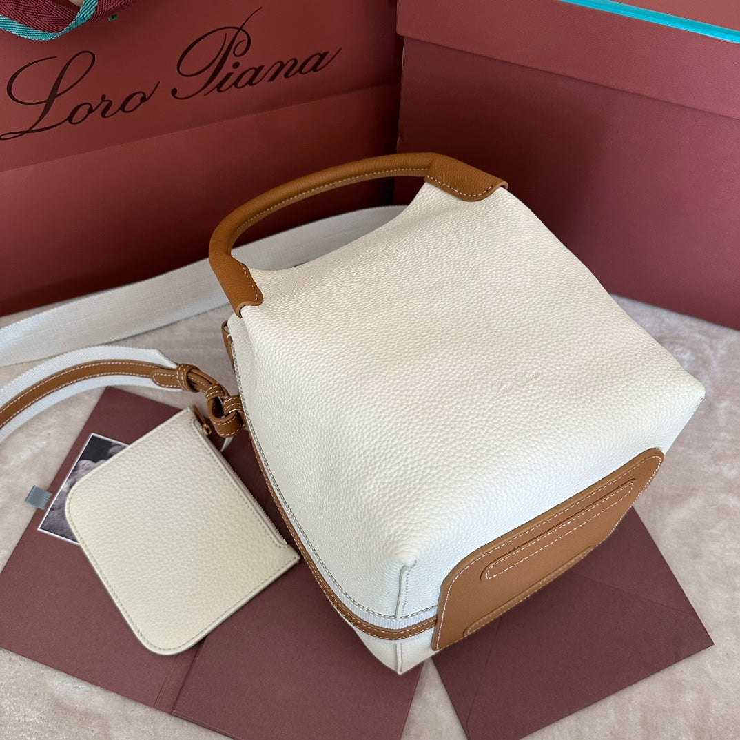 SMALL 21 BALE BAG IN WHITE MIX BRONZE BROWN GRAINED CALFSKIN